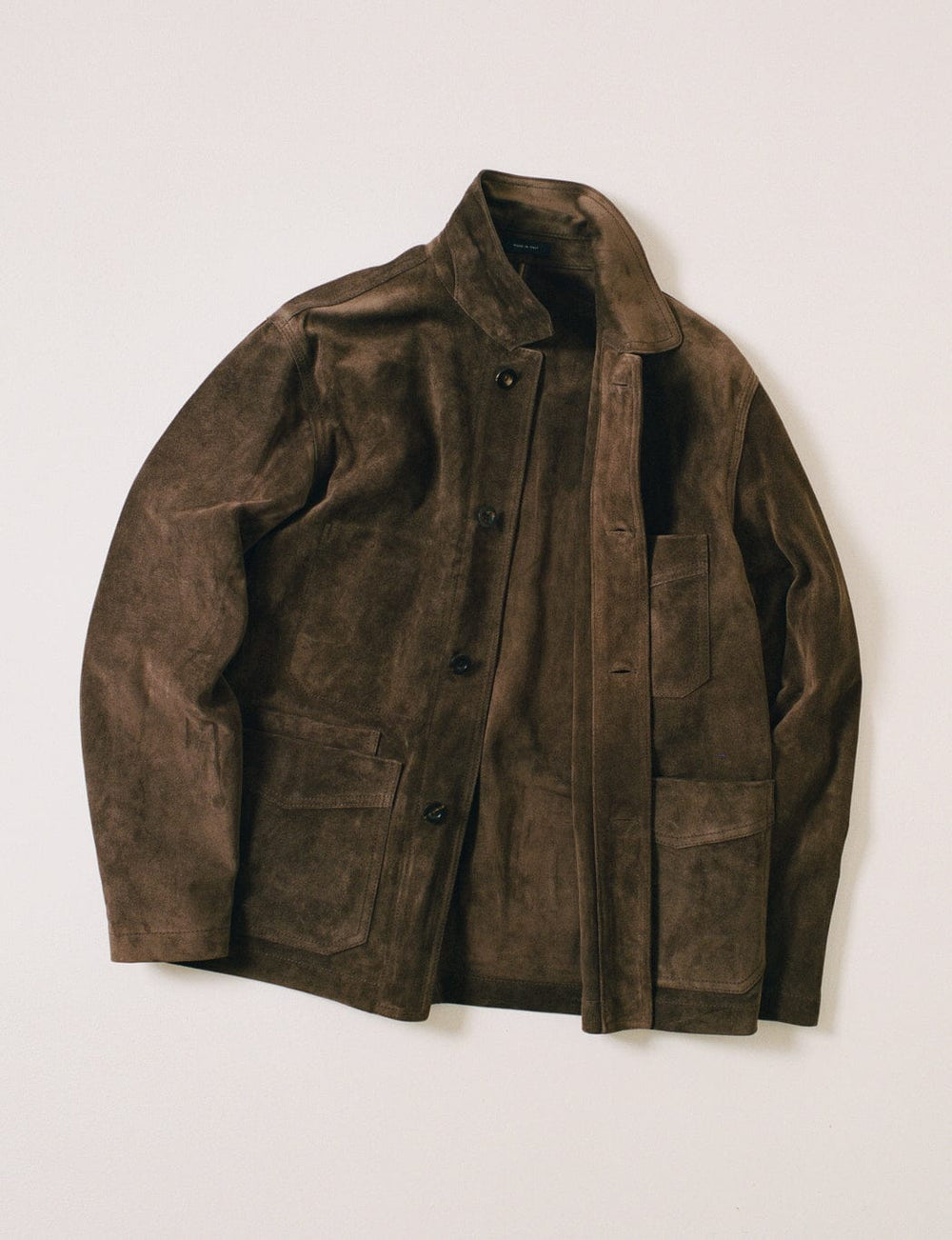Chocolate Brown Heavyweight Suede Five-Pocket Chore Jacket