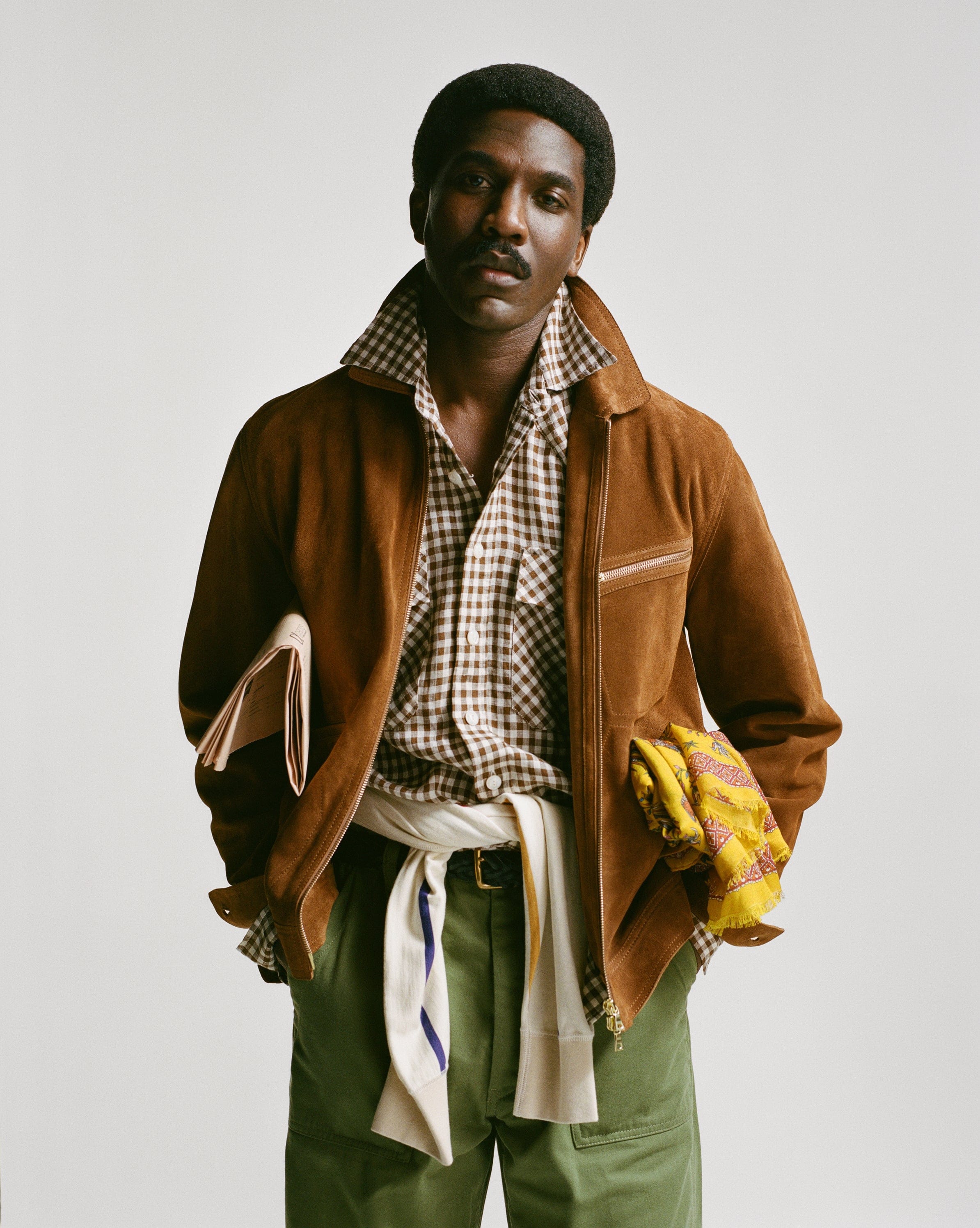 Brown Gingham Check Linen Two-Pocket Western Shirt – Drakes