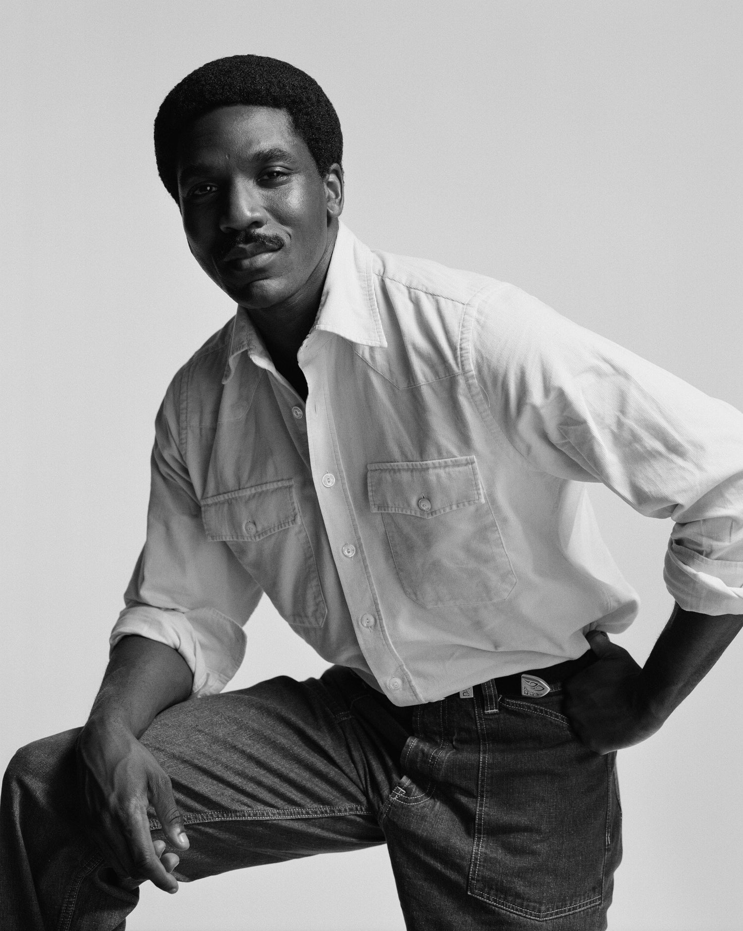 Ecru Needlecord Two-Pocket Western Shirt