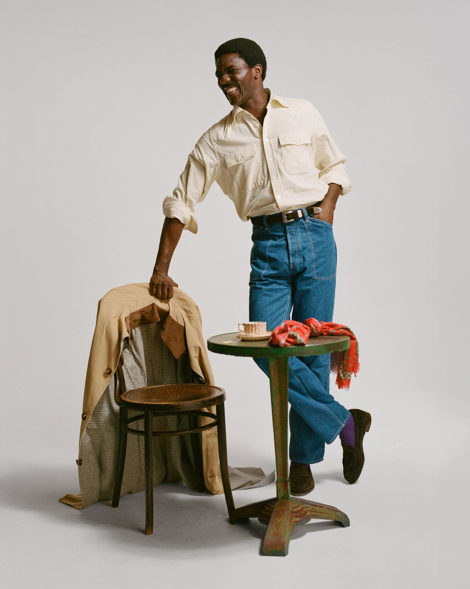 Ecru Needlecord Two-Pocket Western Shirt