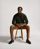 Black Cotton Mandarin Collar Shirt