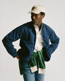 French Blue Herringbone Cotton Artist Chore Jacket