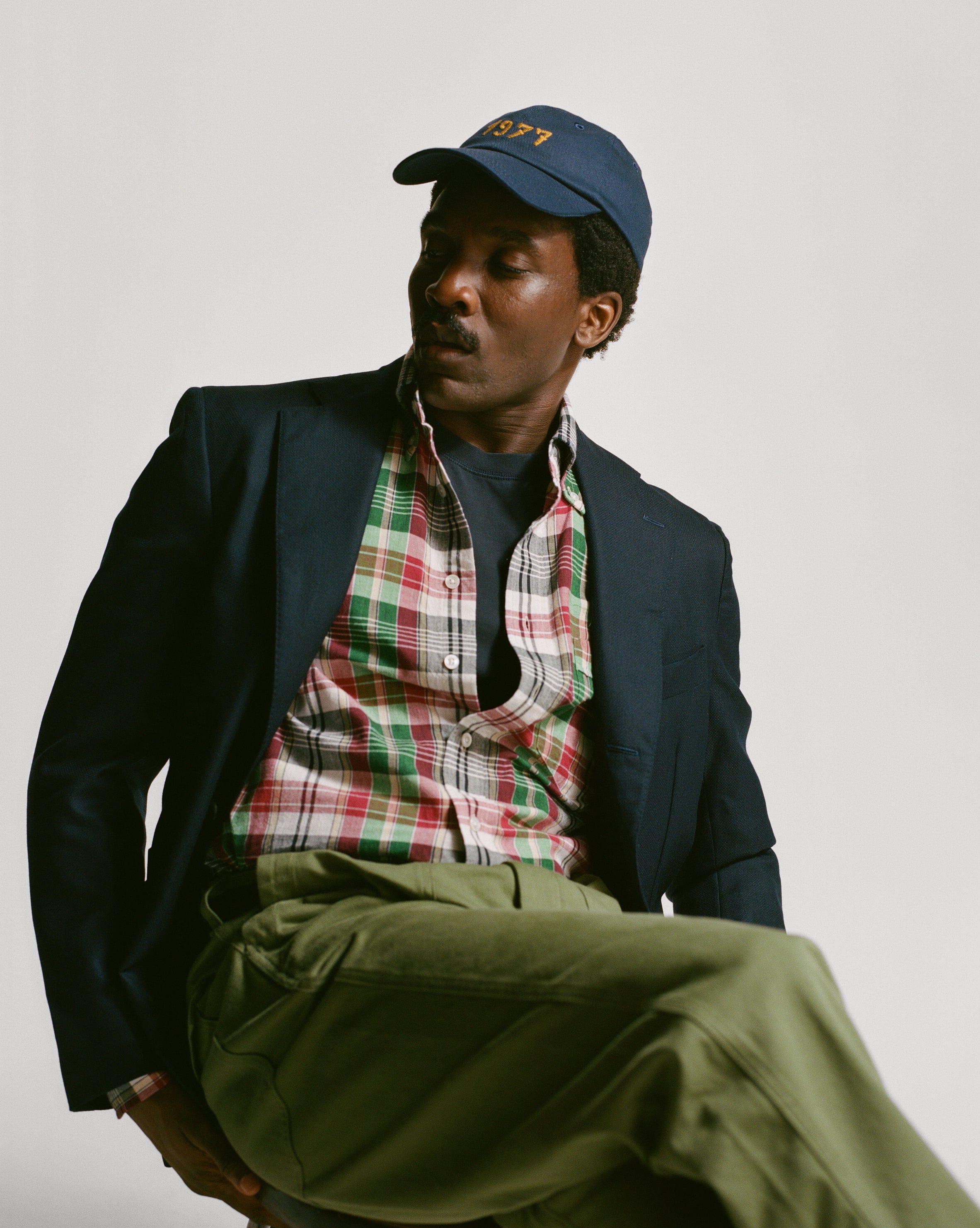 Green and Burgundy Madras Check Cotton Button-Down Shirt