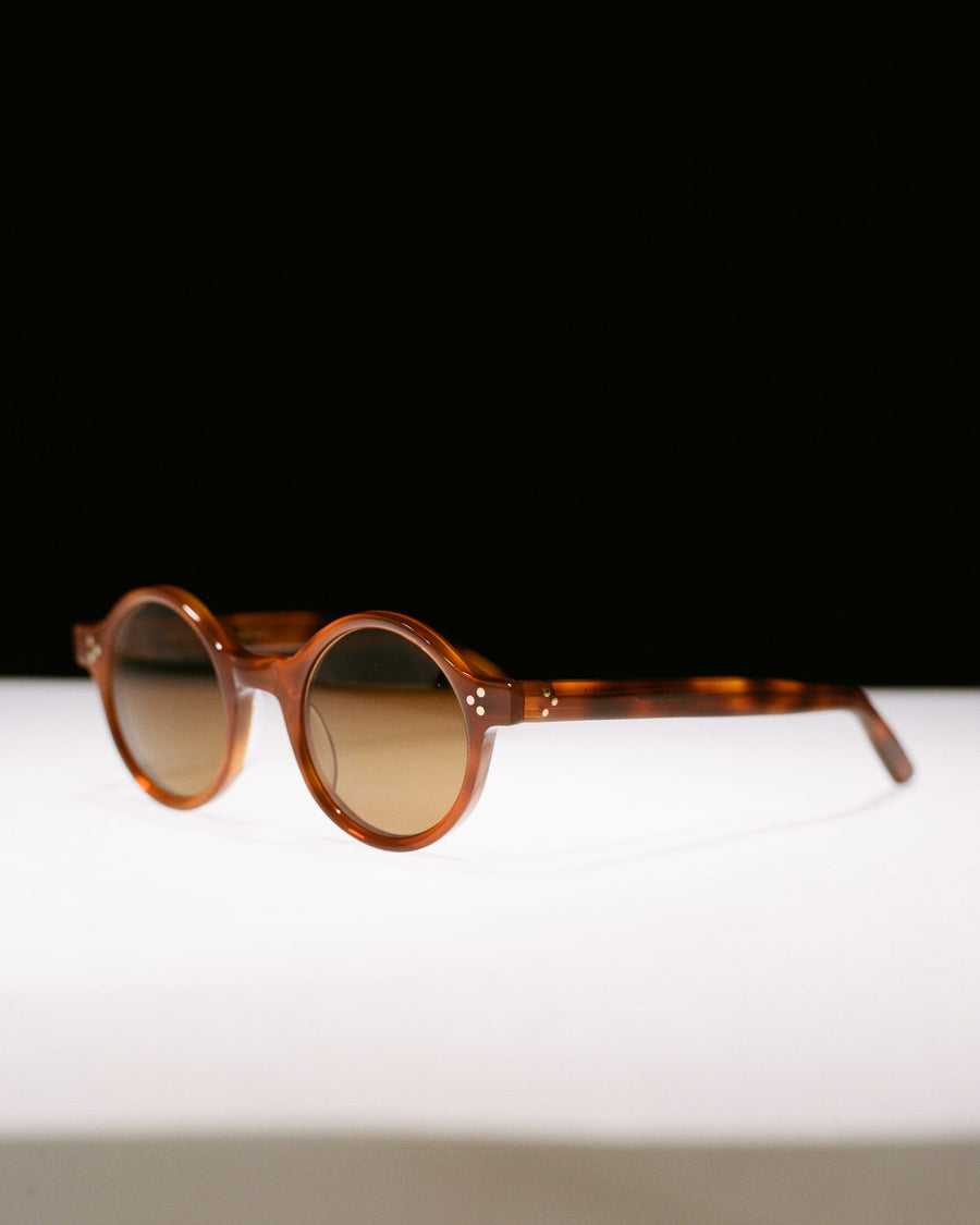 Drake's by Ransome Light Tortoiseshell Round Frame Sunglasses