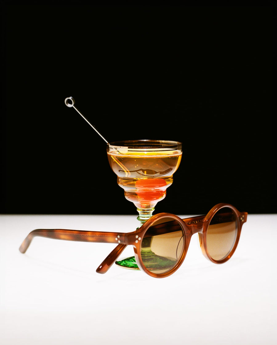 Drake's by Ransome Light Tortoiseshell Round Frame Sunglasses