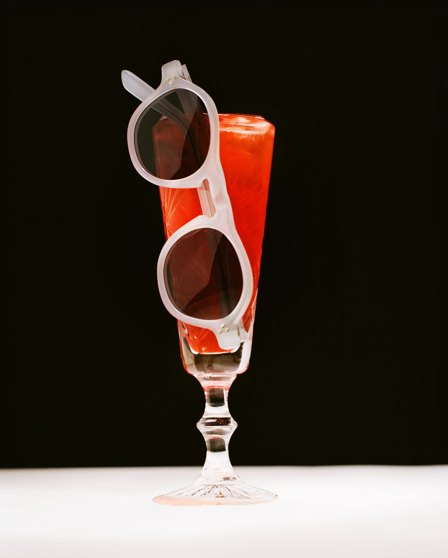 Drake's by Ransome Dusty Grey Oval Frame Sunglasses