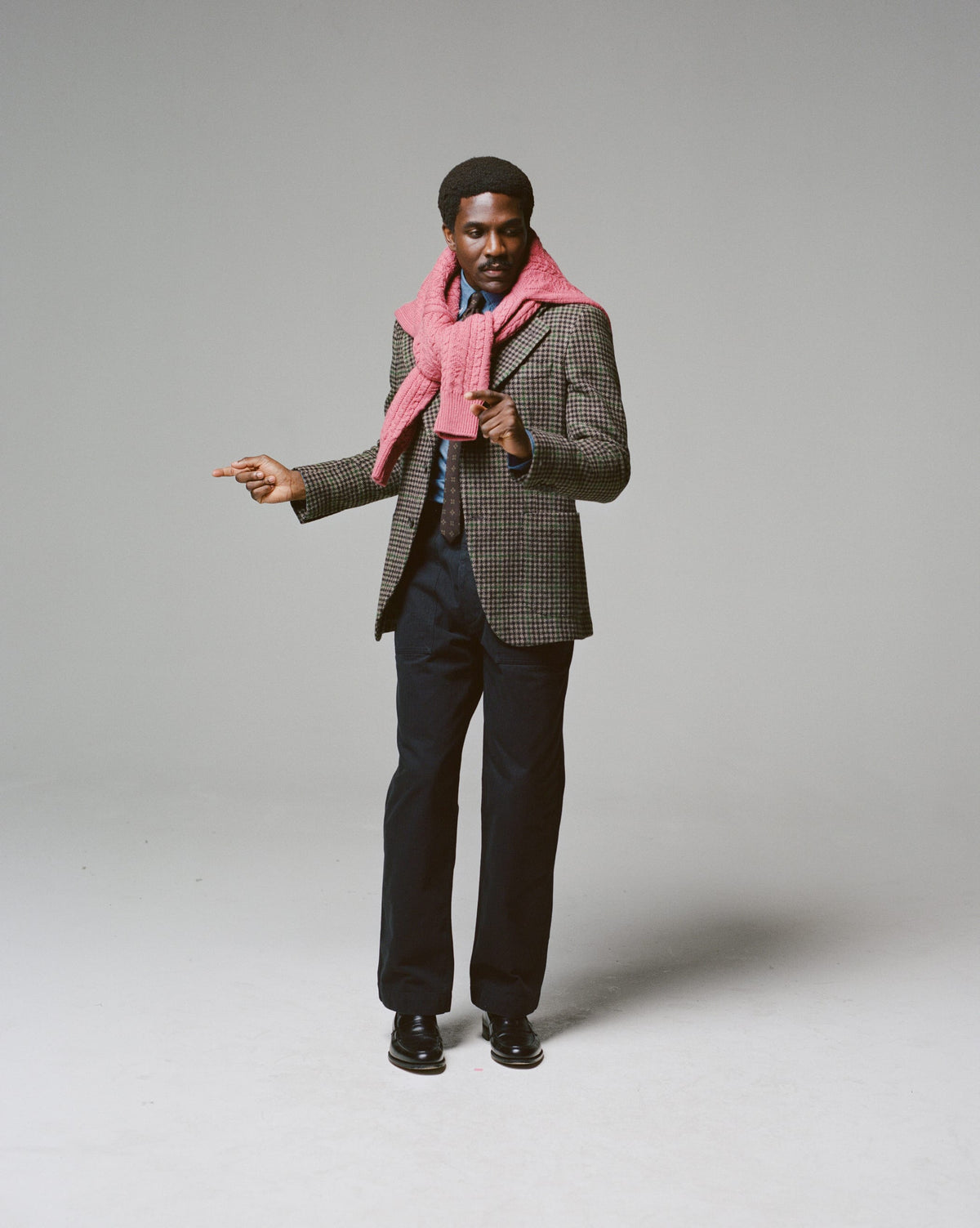 Black Herringbone Cotton Fatigue Trouser
