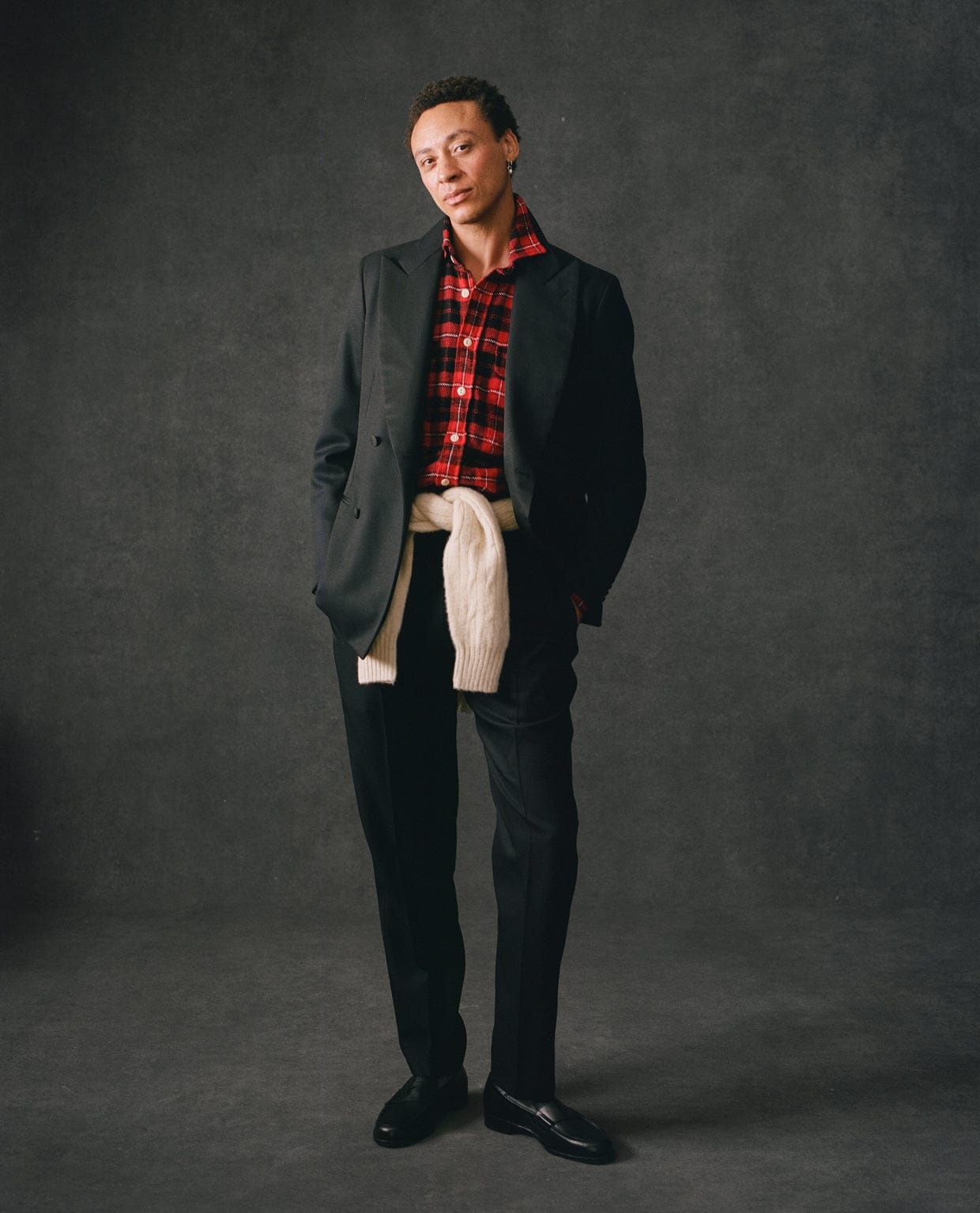 Red Check Cotton Two-Pocket Work Shirt