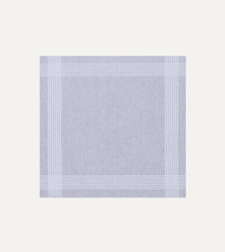 White Cotton-Linen Handkerchief