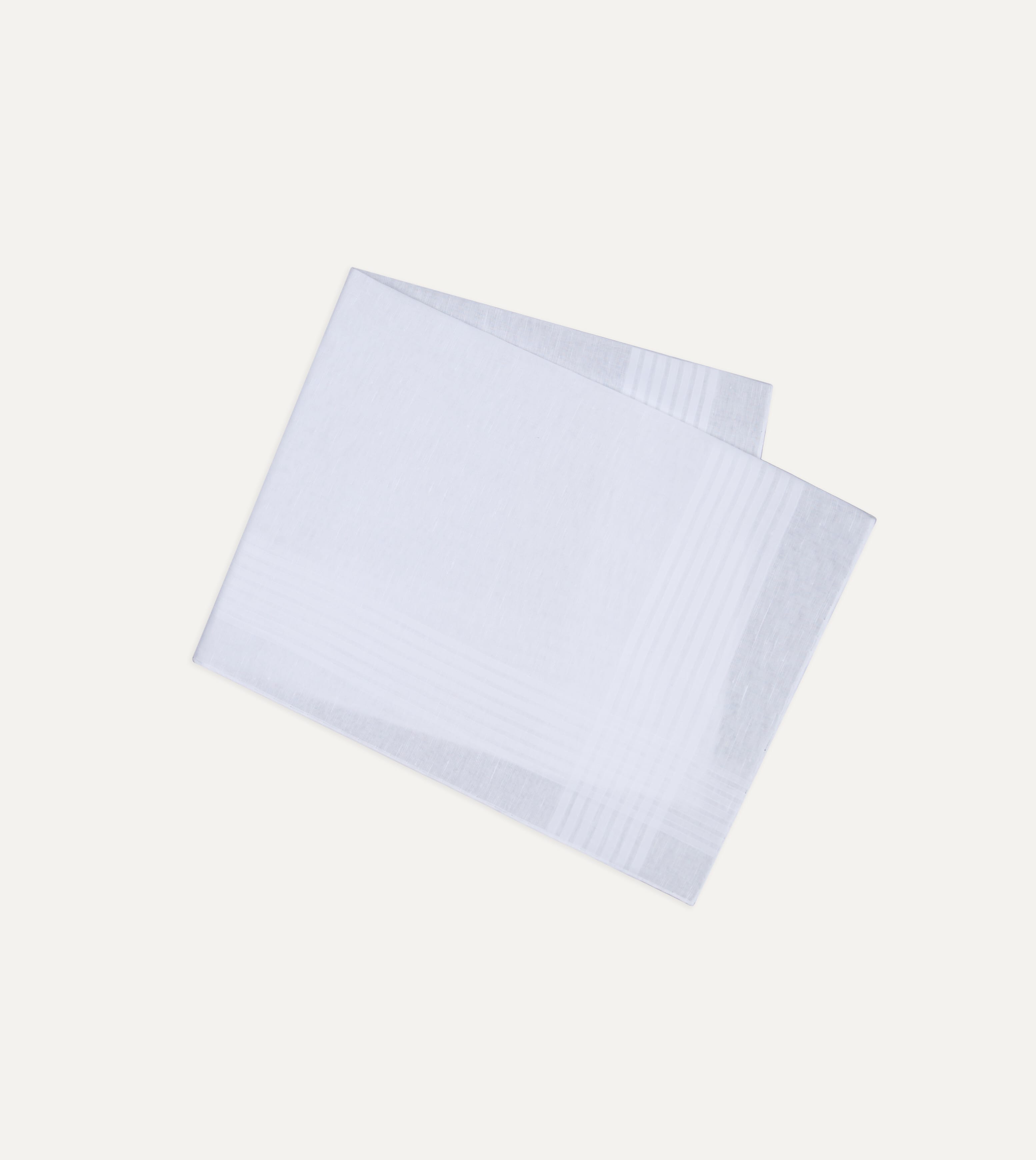 White Cotton-Linen Handkerchief