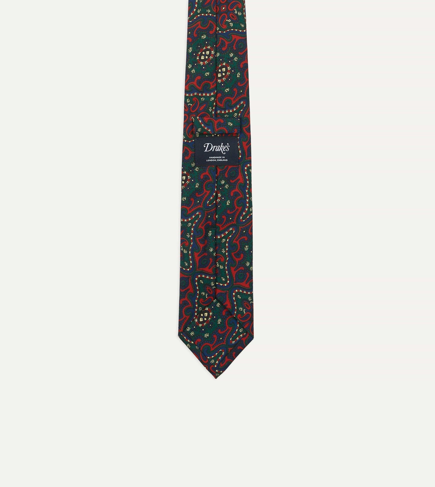Red and Green Baroque Paisley 36oz Madder Silk Self Tipped Tie