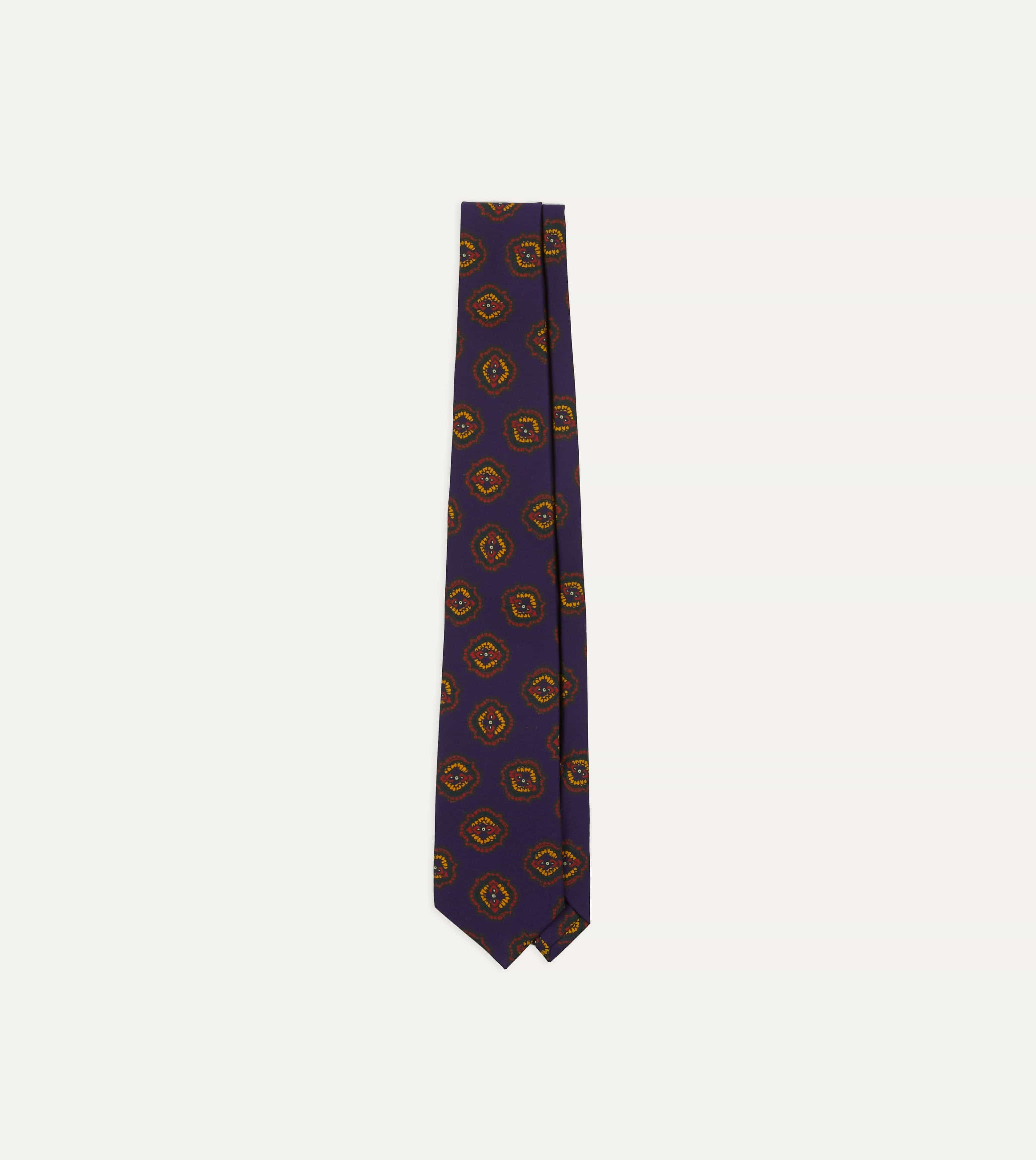 Purple Baroque Paisley 36oz Madder Silk Self Tipped Tie