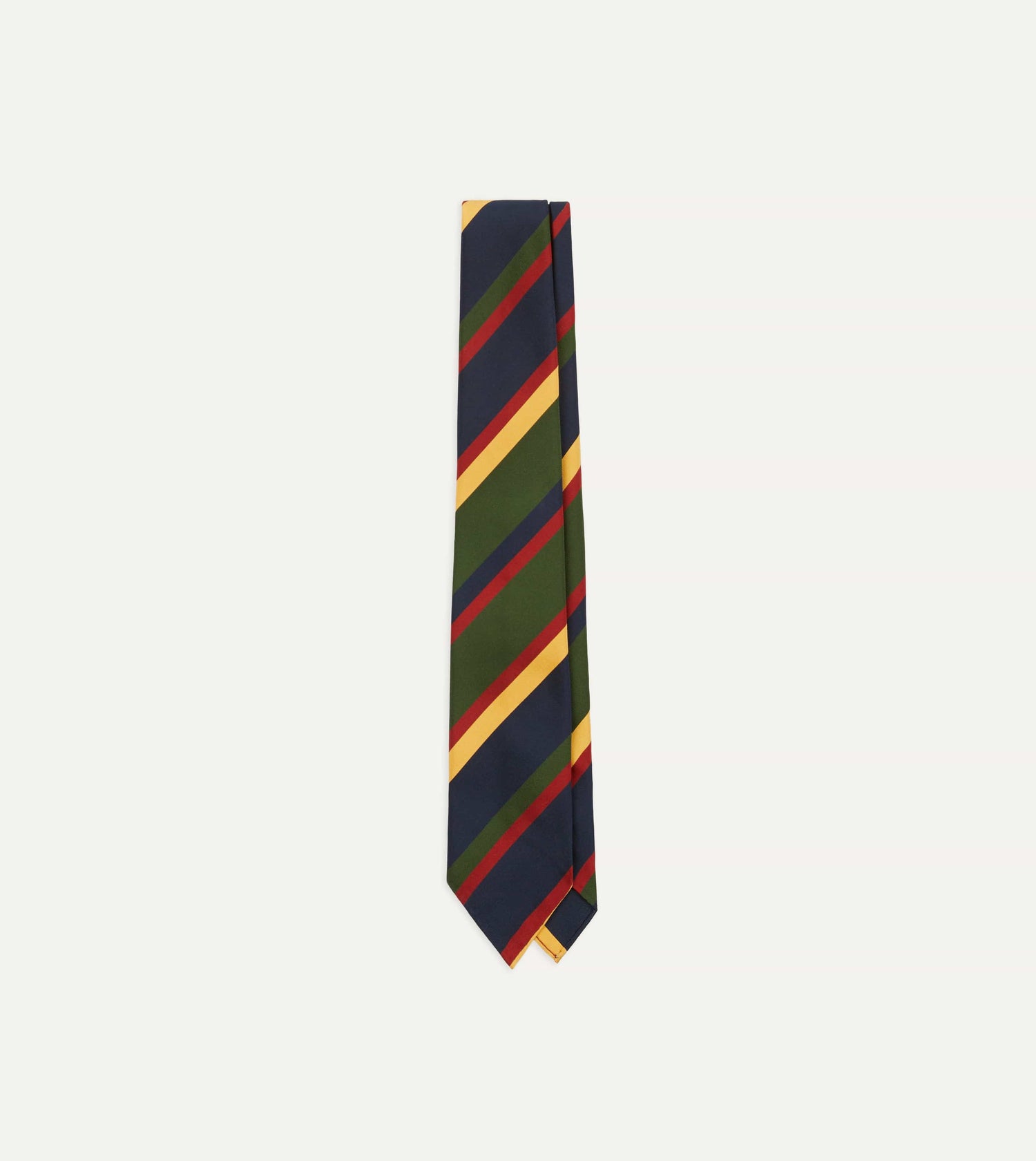 Navy, Red, Green and Yellow Stripe Silk Hand Rolled Tie