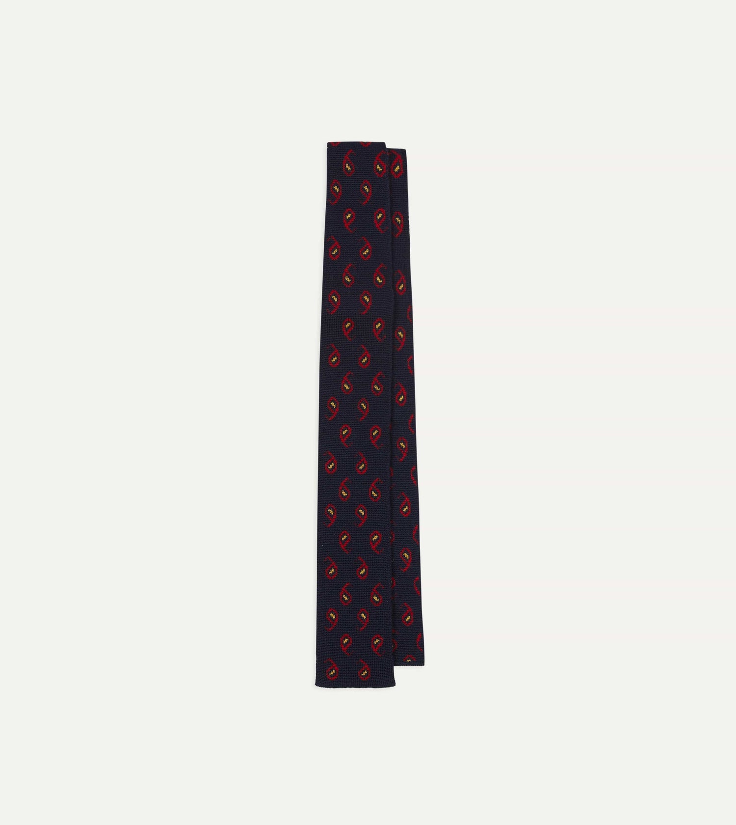 Navy Paisley Knitted Silk Tie