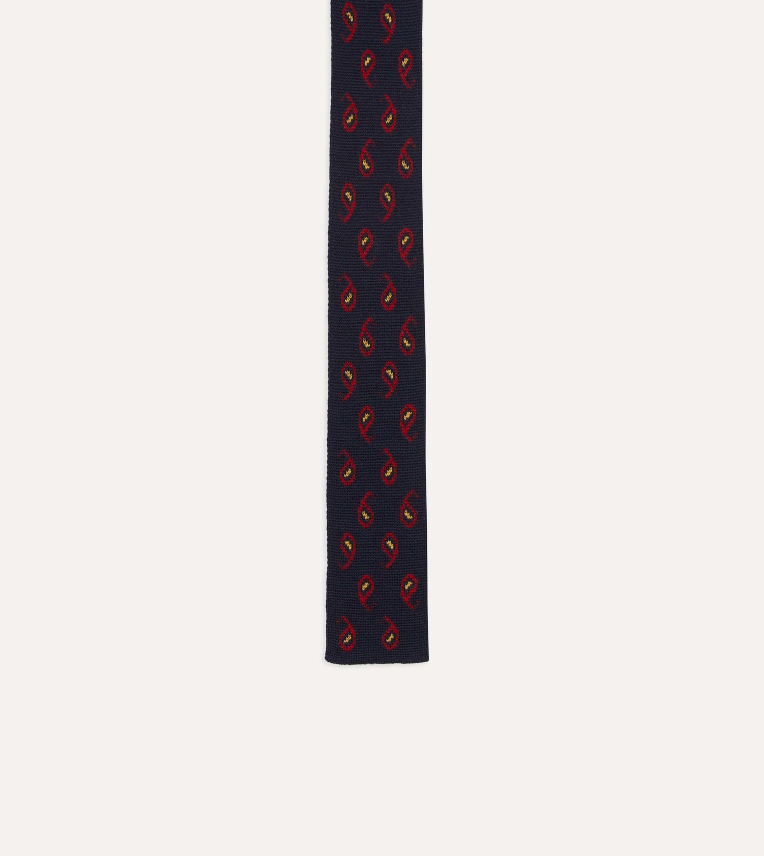Navy Paisley Knitted Silk Tie