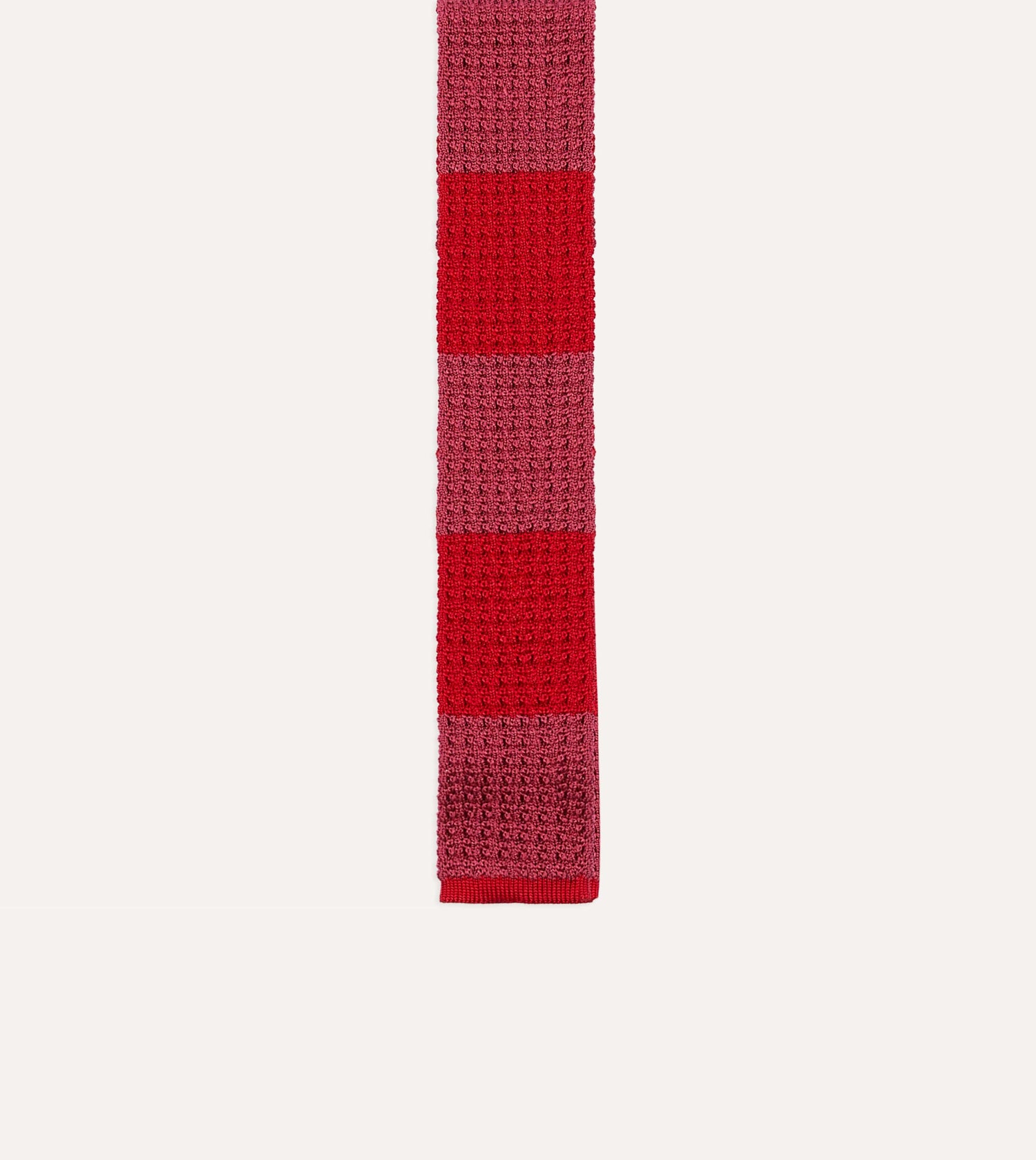 Pink and Red Block Stripe Knitted Silk Tie