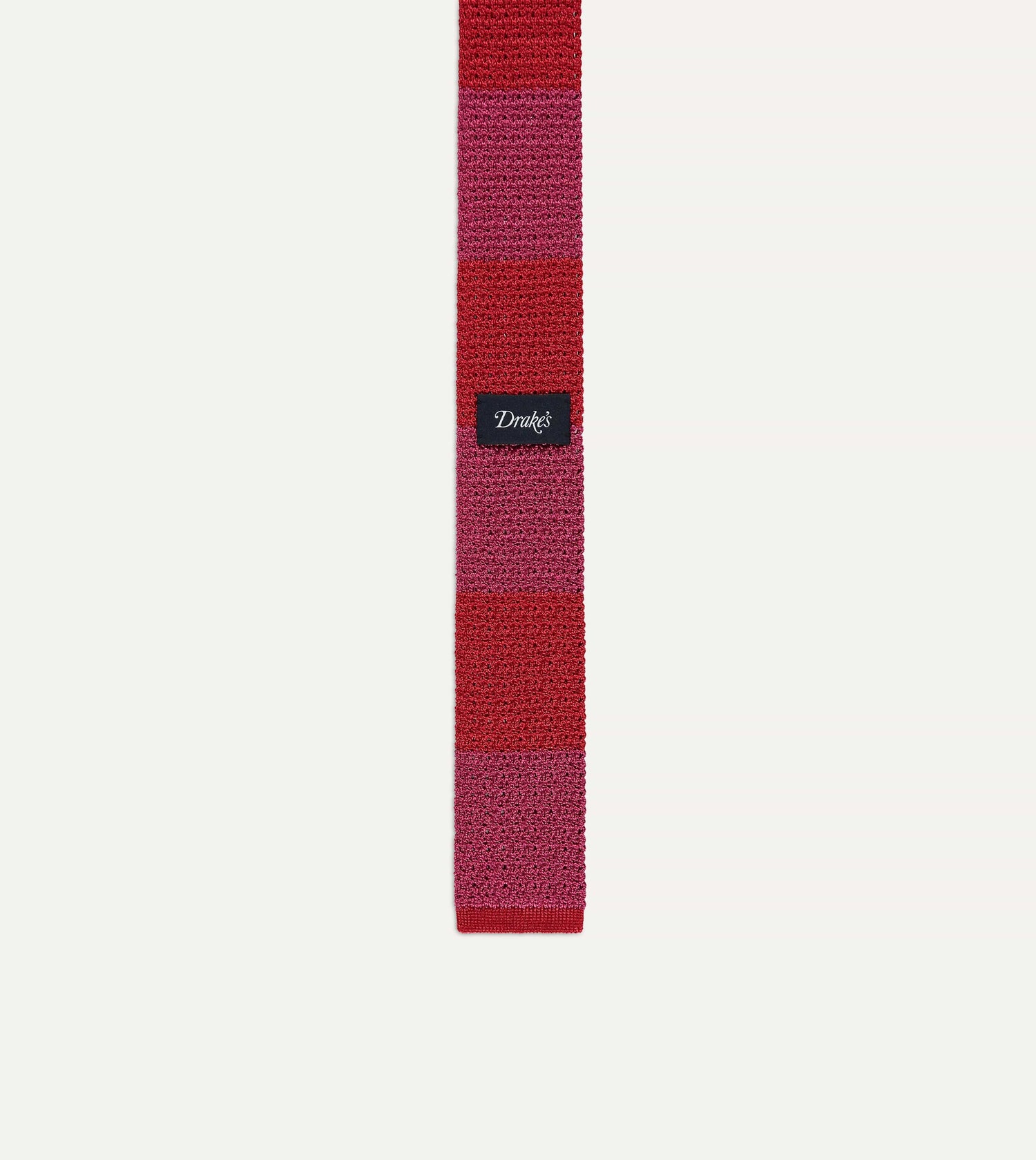 Pink and Red Block Stripe Knitted Silk Tie