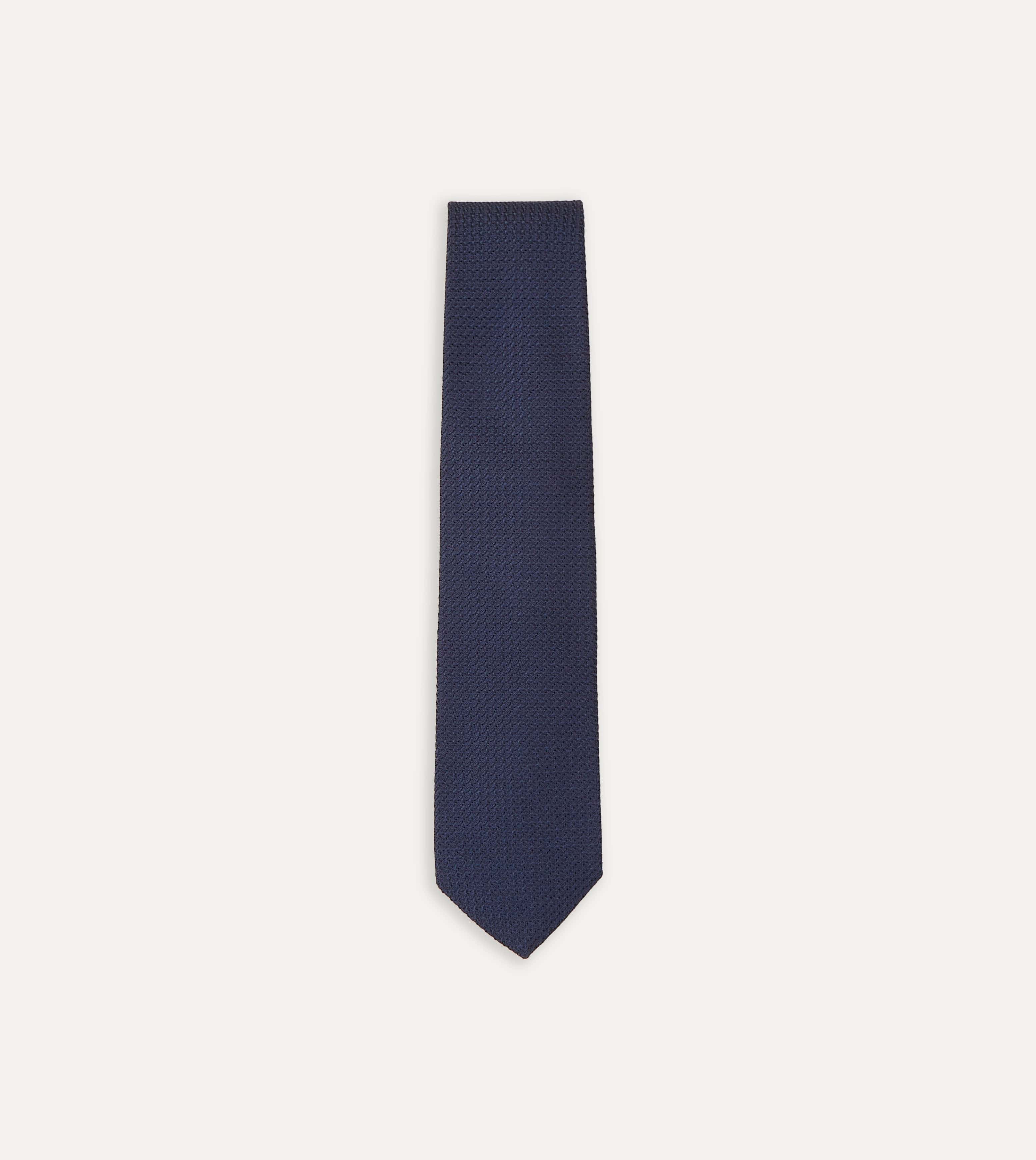 Navy Large Knot Grenadine Tipped Tie