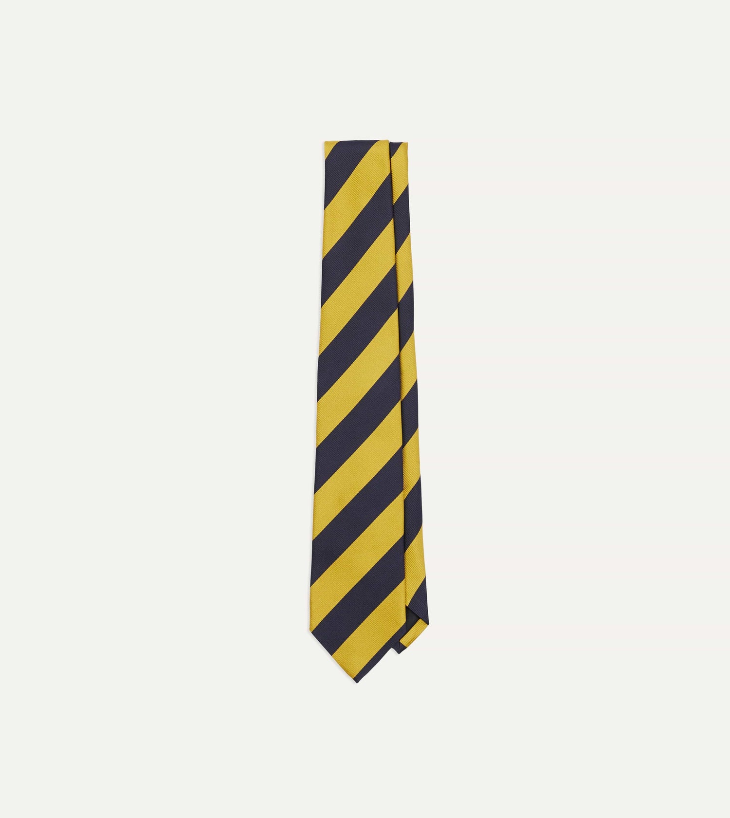 Navy and Yellow Broad Stripe Silk Tipped Tie