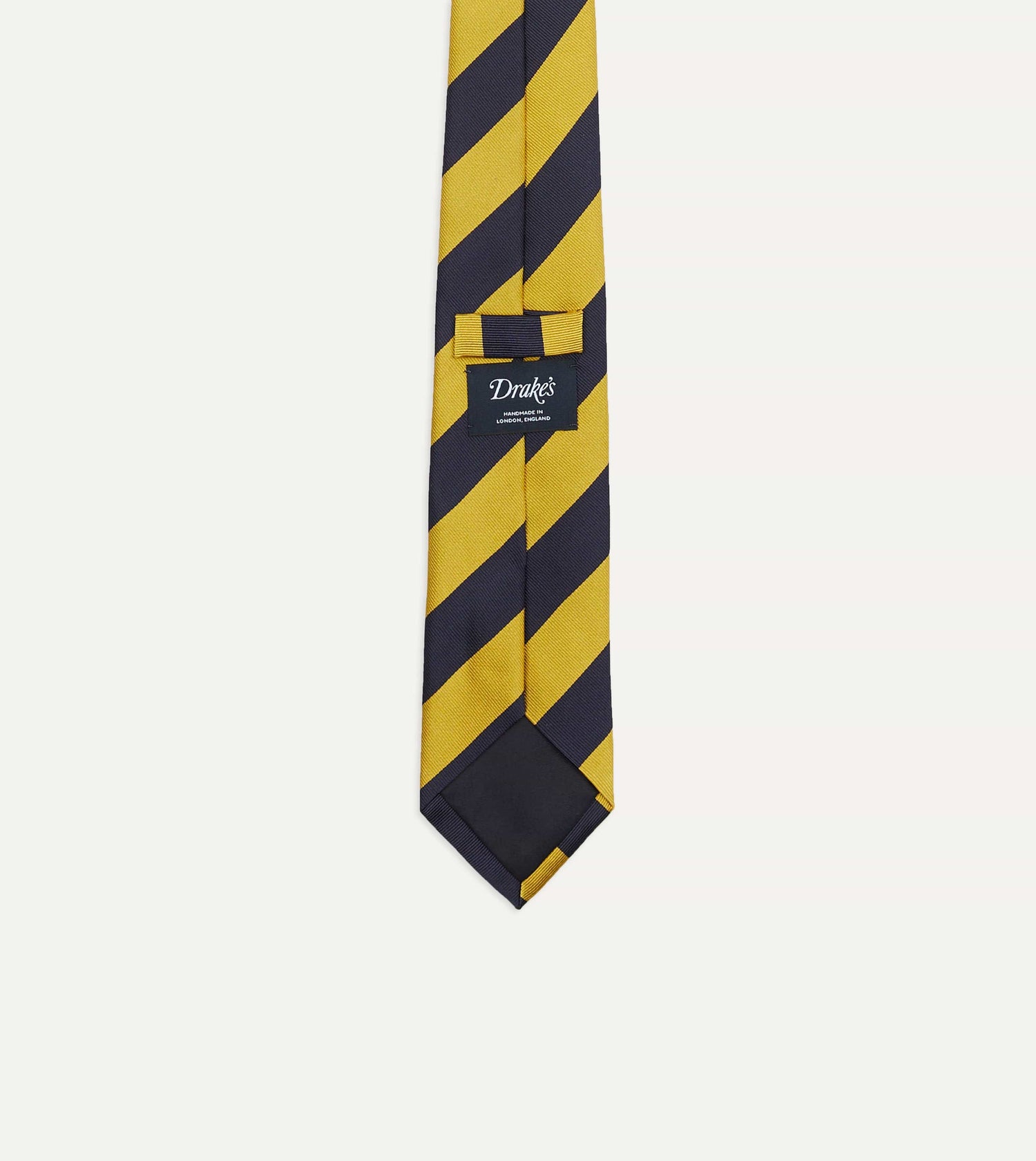Navy and Yellow Broad Stripe Silk Tipped Tie