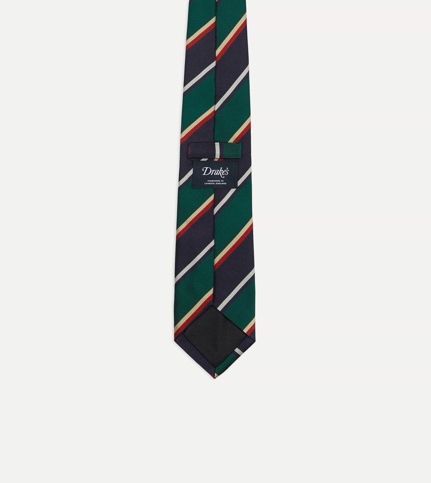 Green, Navy and Red Multi Stripe Silk Tipped Tie