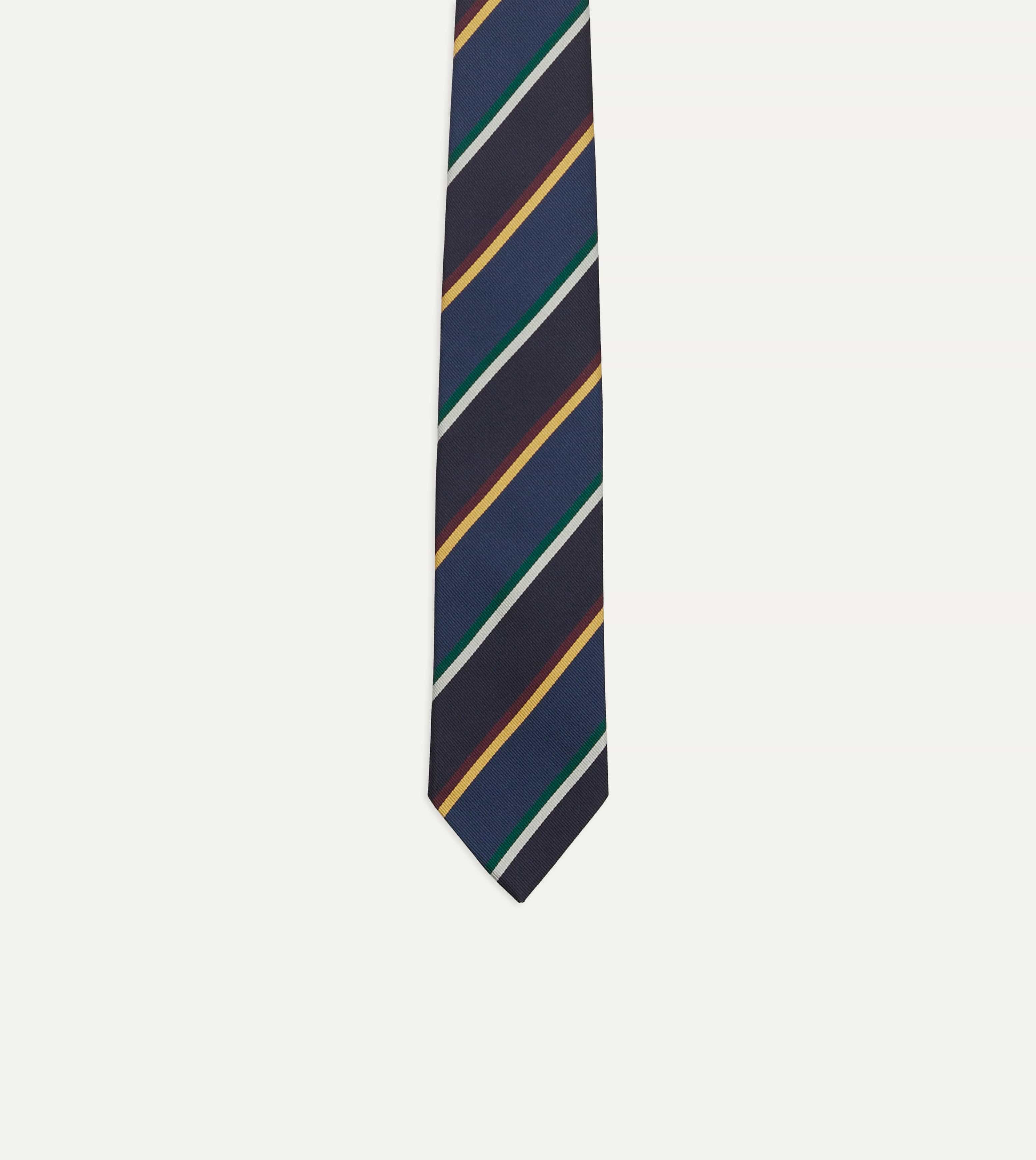 Navy, Blue and Red Multi Stripe Silk Tipped Tie