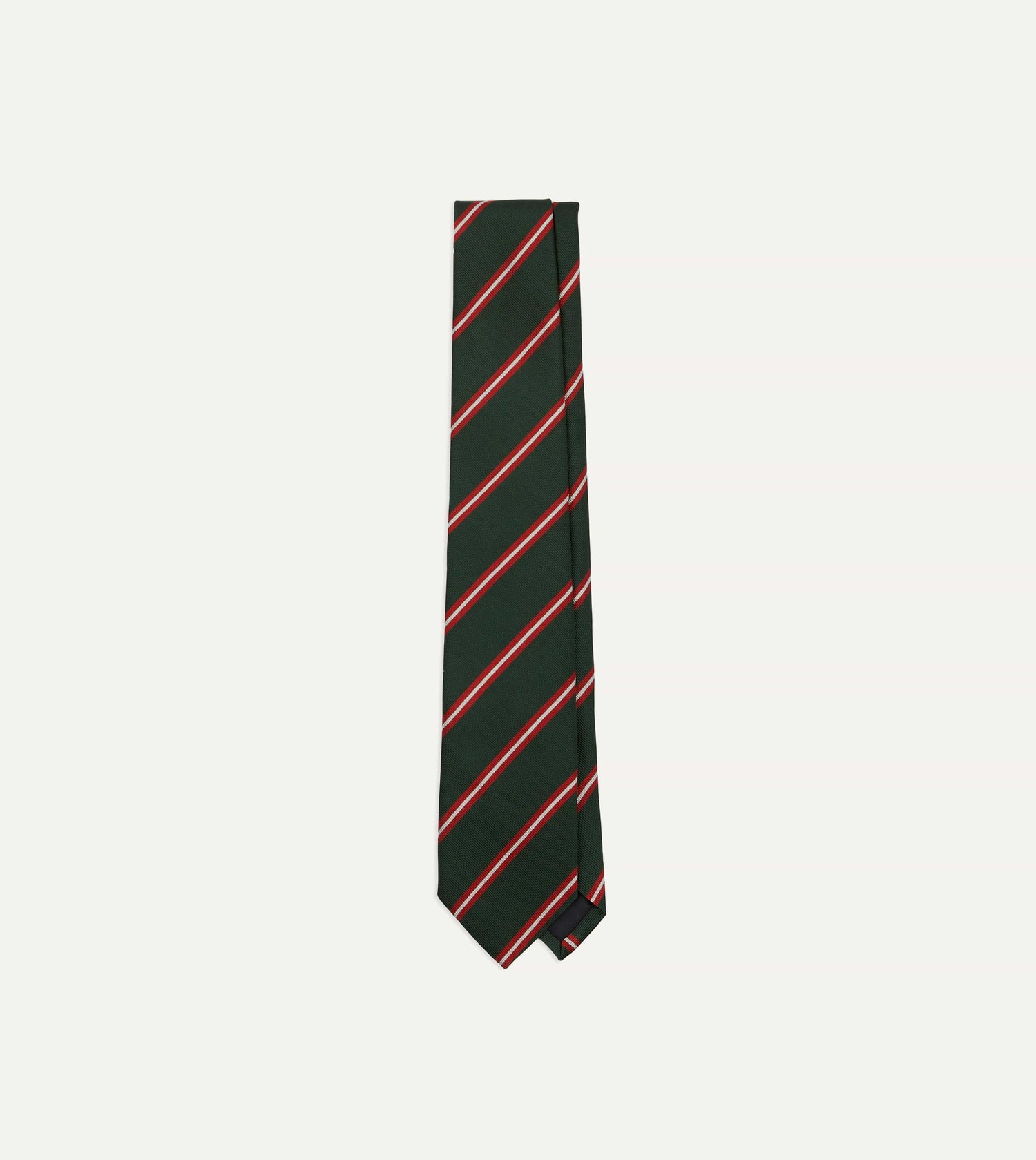 Green, Red and Ecru Stripe Silk Tipped Tie