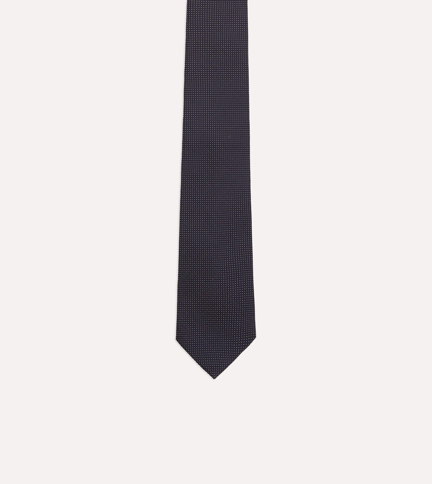 Navy Micro Polka Dot Embroidered Tipped Tie