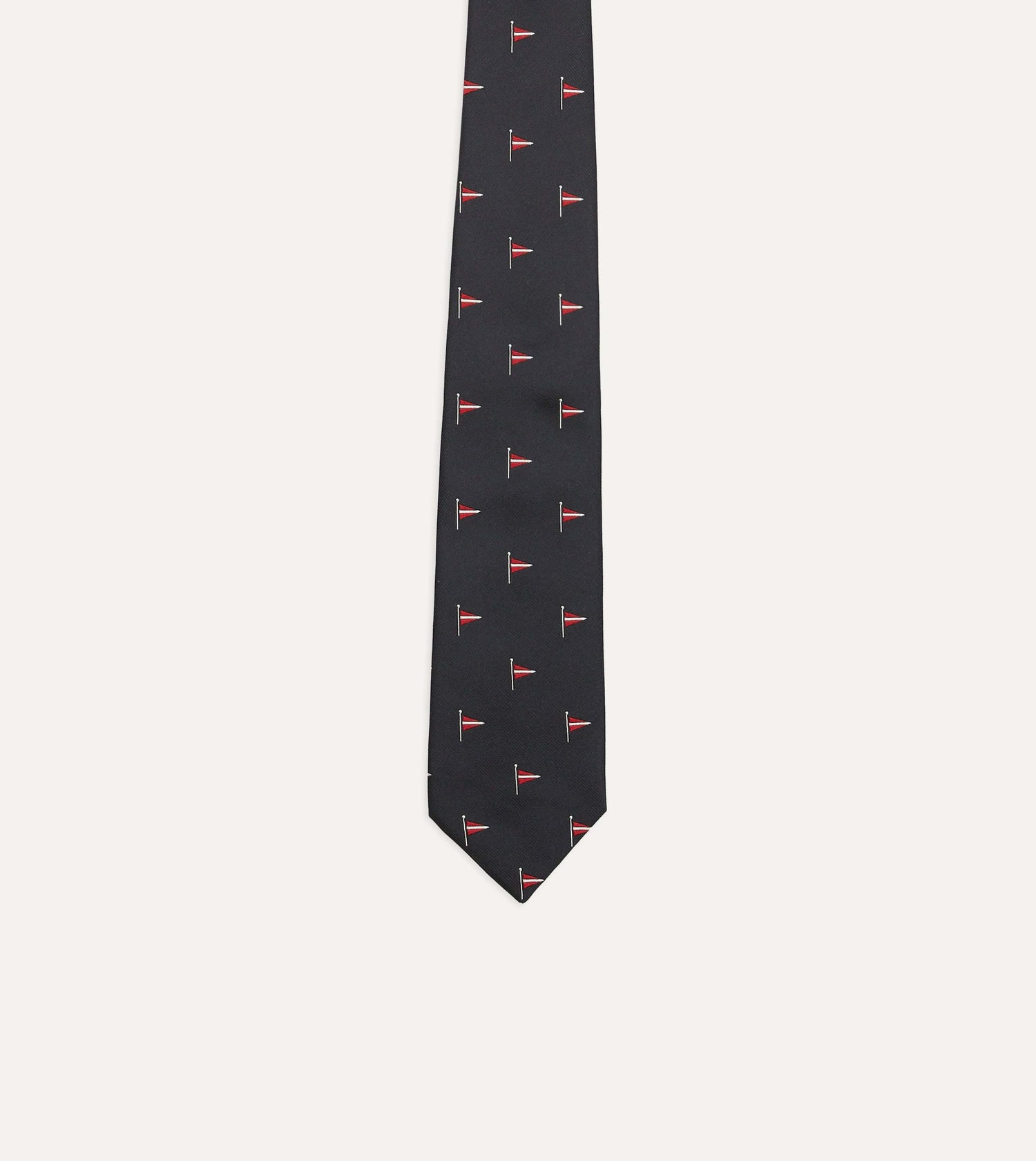 Navy Red Pennant Motif Silk Tipped Tie