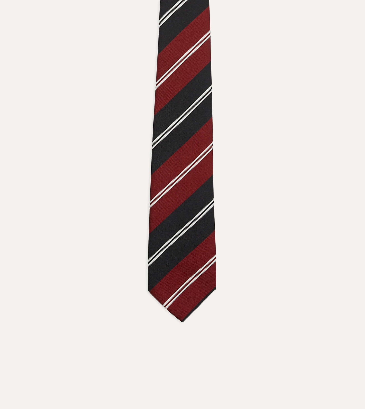 Red, Navy and White Regimental Stripe Mogador Tipped Tie