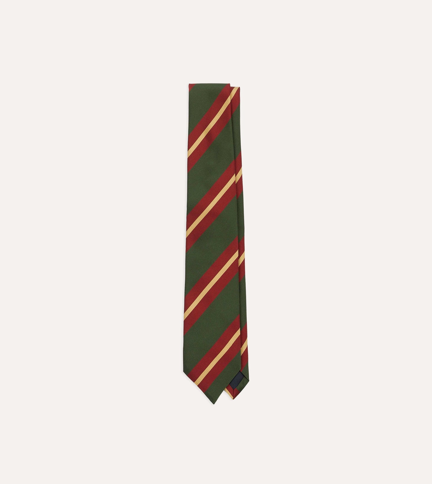 Green and Red Regimental Stripe Mogador Tipped Tie