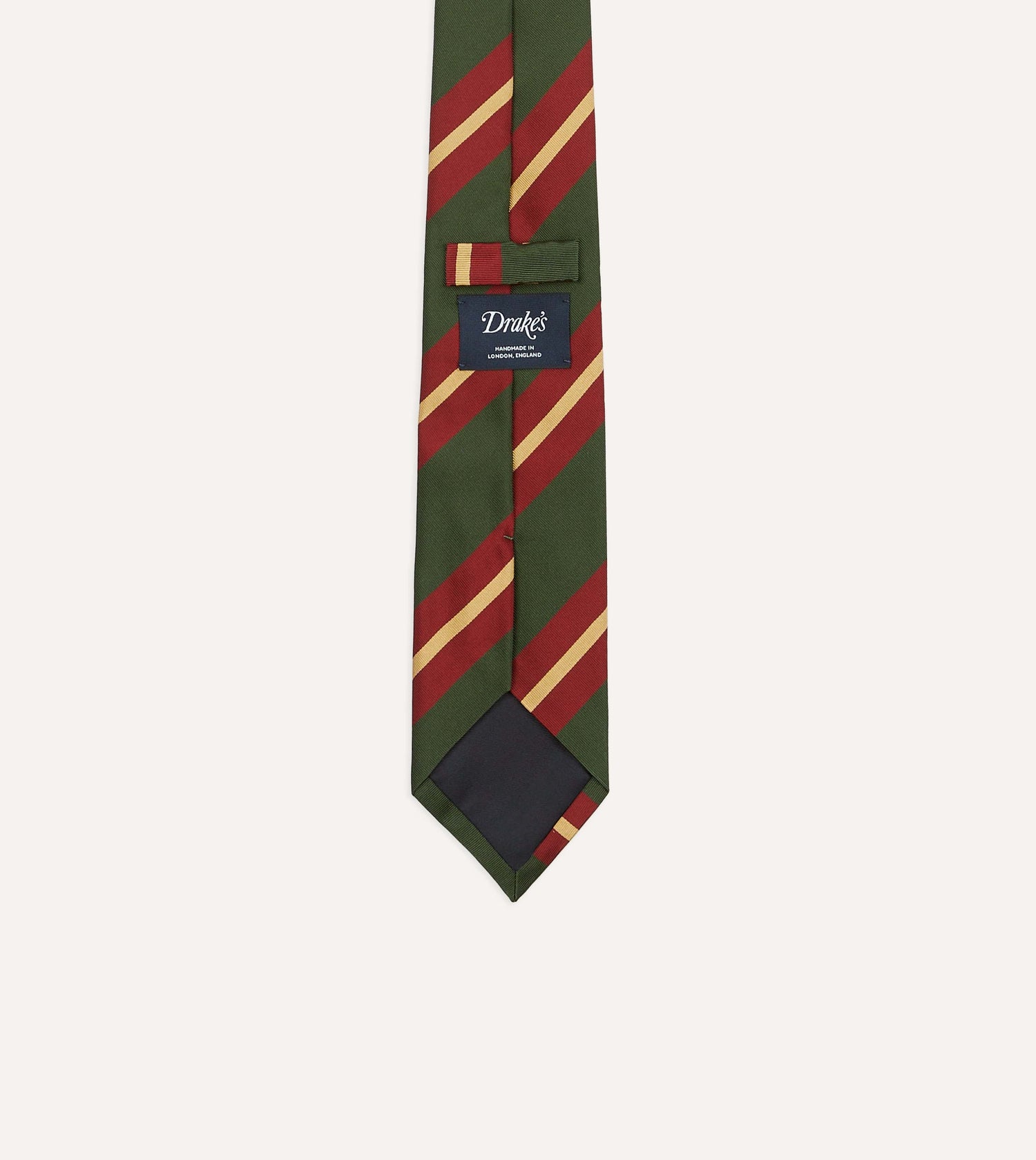 Green and Red Regimental Stripe Mogador Tipped Tie