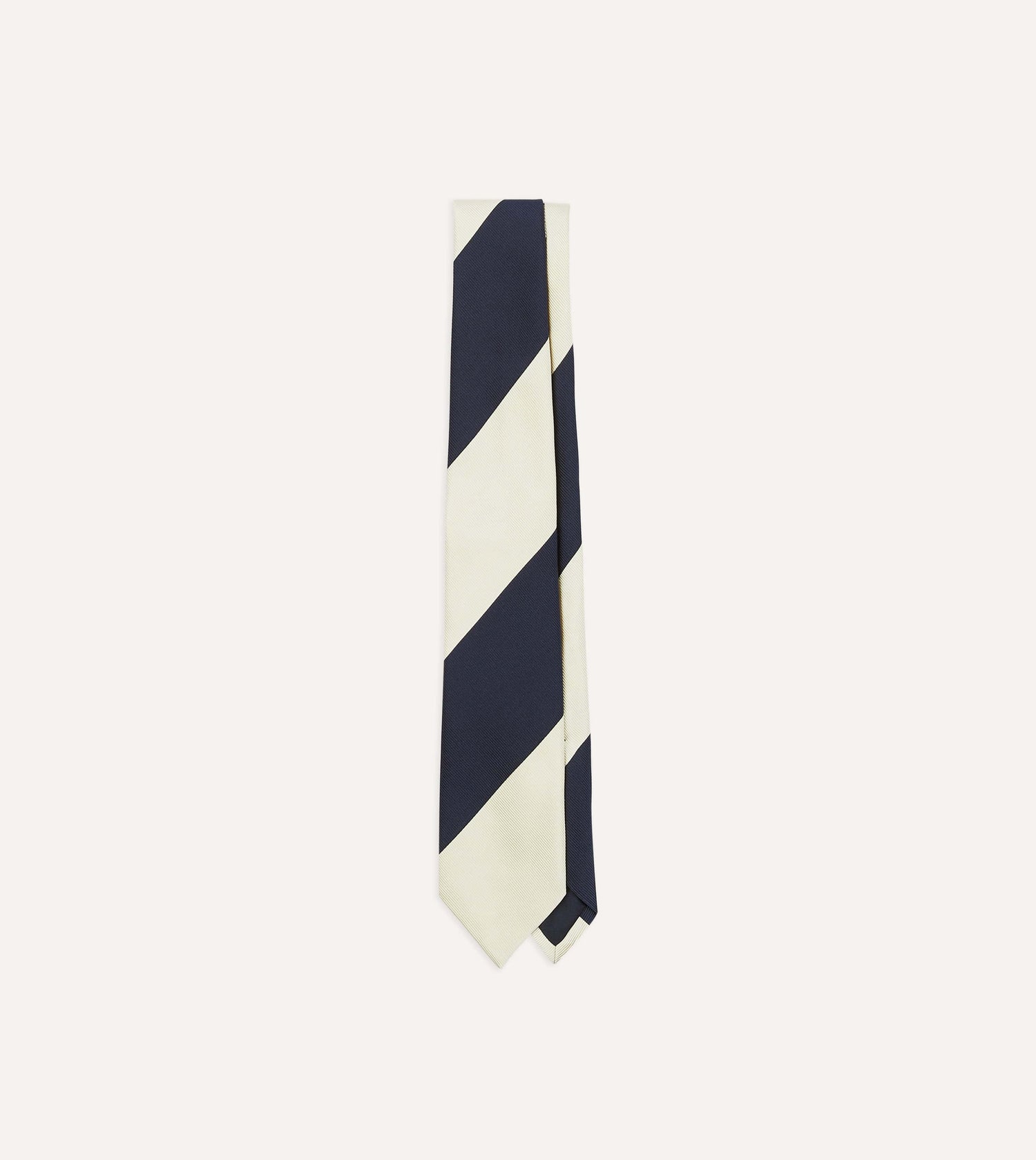 Navy and White Dual Block Stripe Mogador Tipped Tie