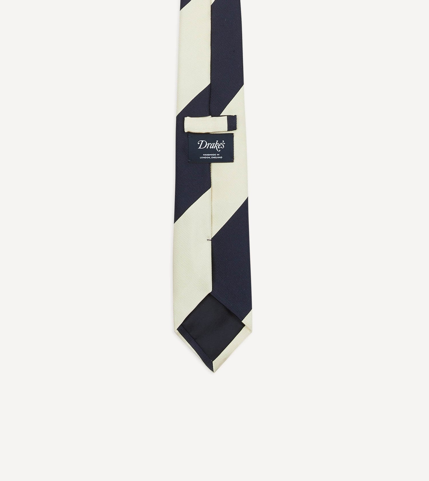Navy and White Dual Block Stripe Mogador Tipped Tie