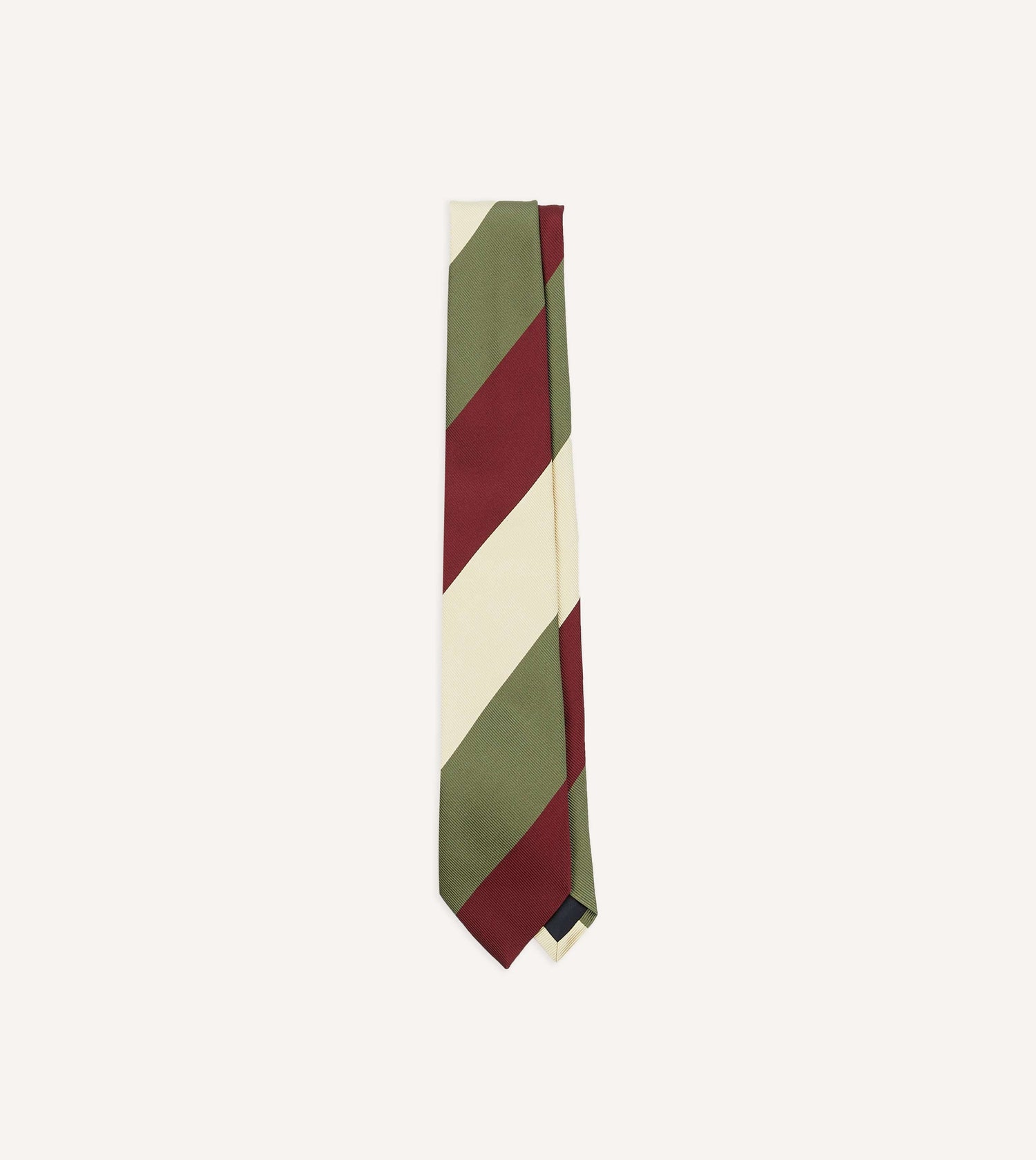 Olive, Red and Ecru Triple Stripe Mogador Tipped Tie
