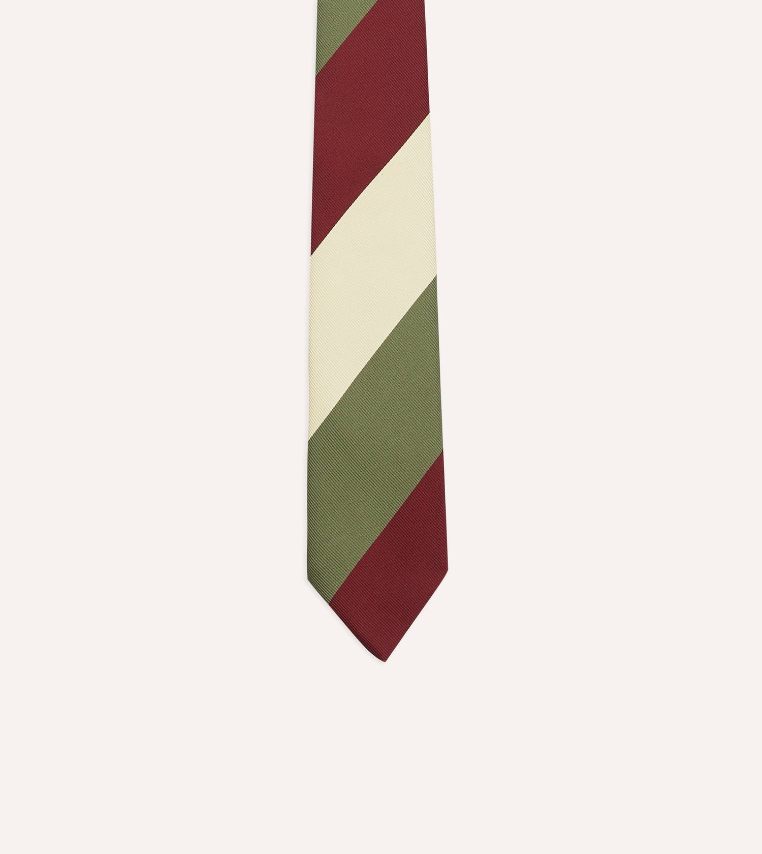 Olive, Red and Ecru Triple Stripe Mogador Tipped Tie