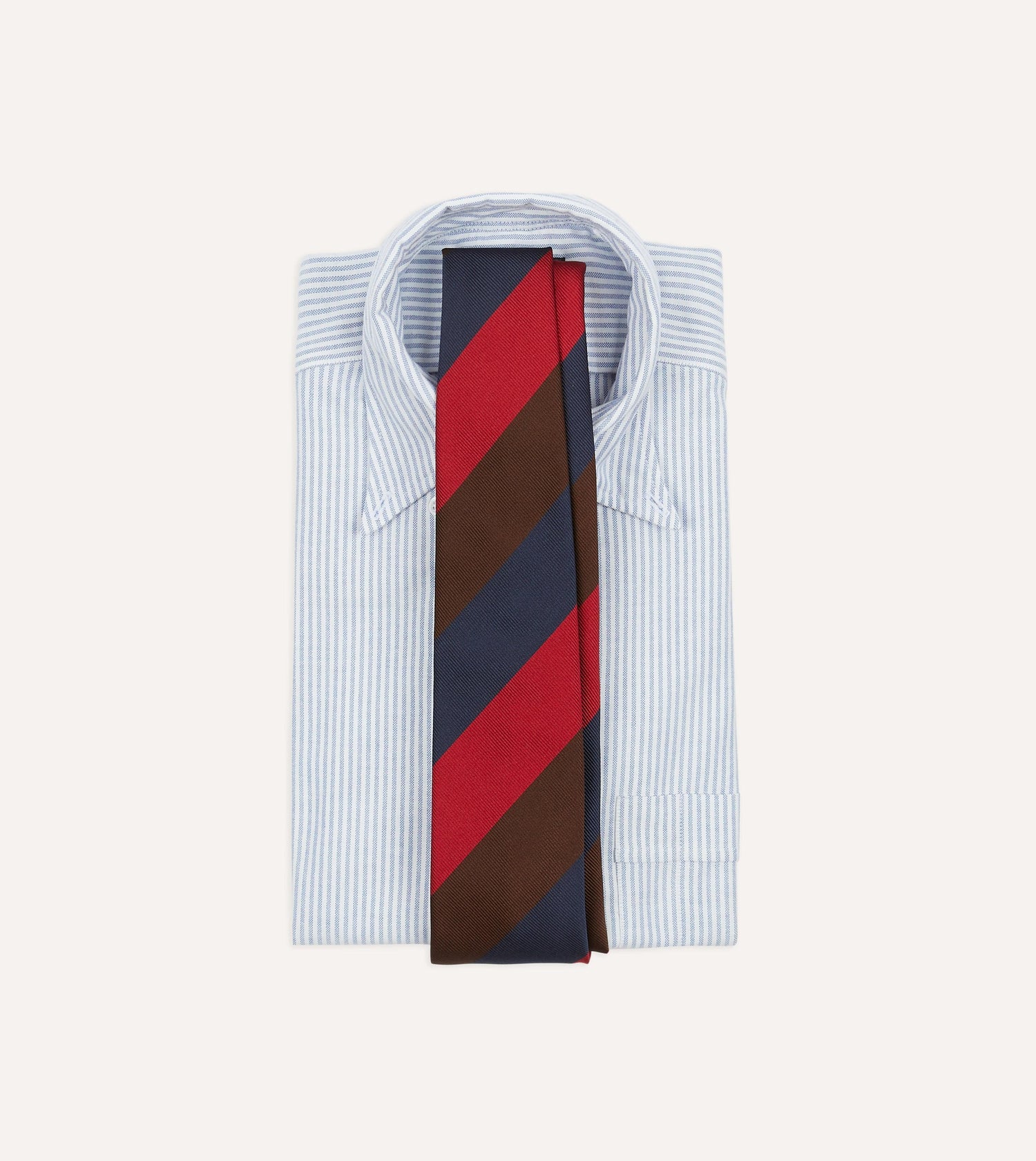 Navy, Red and Brown Triple Stripe Mogador Tipped Tie