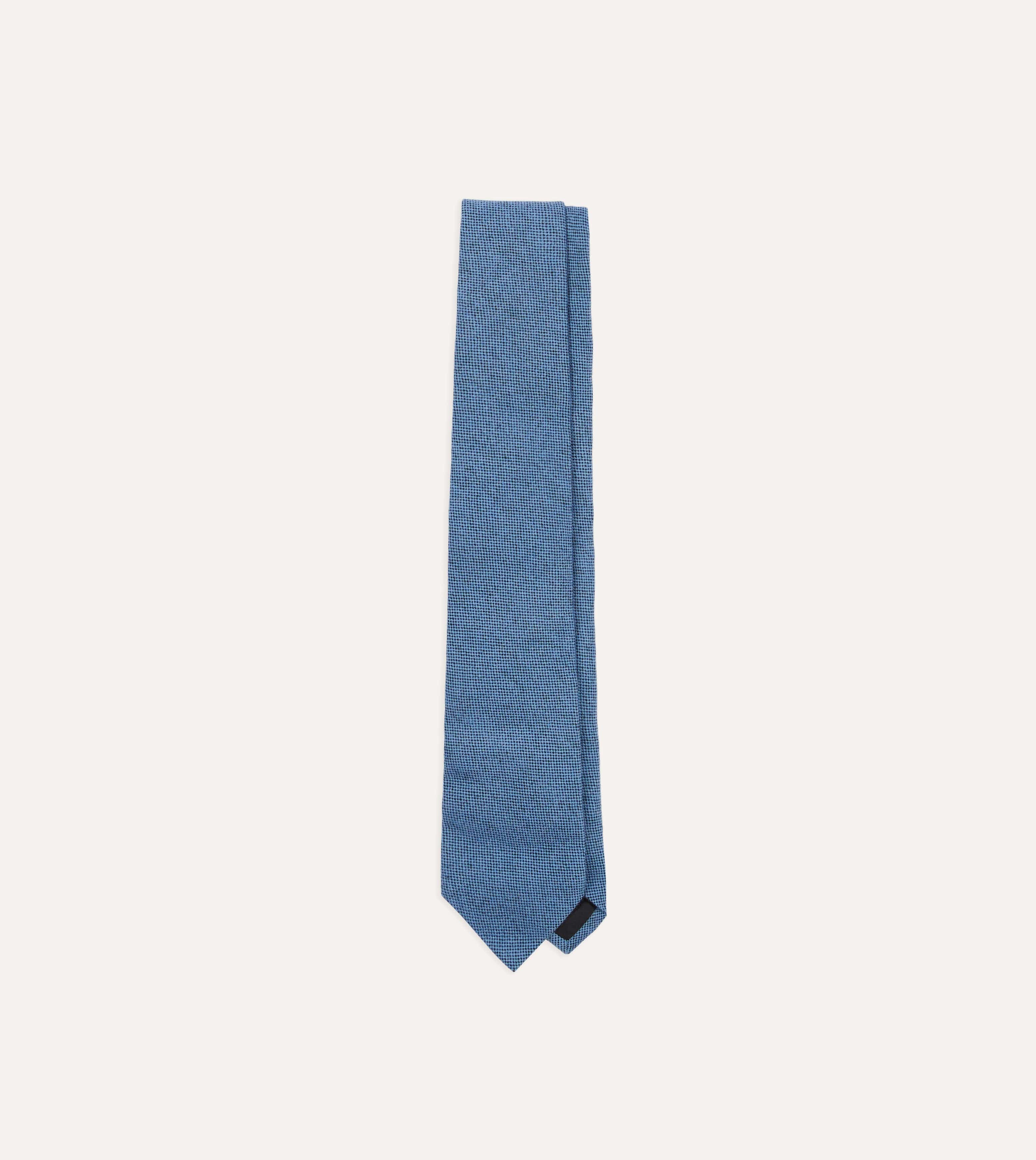 Blue Pure Cashmere Solid Tipped Tie