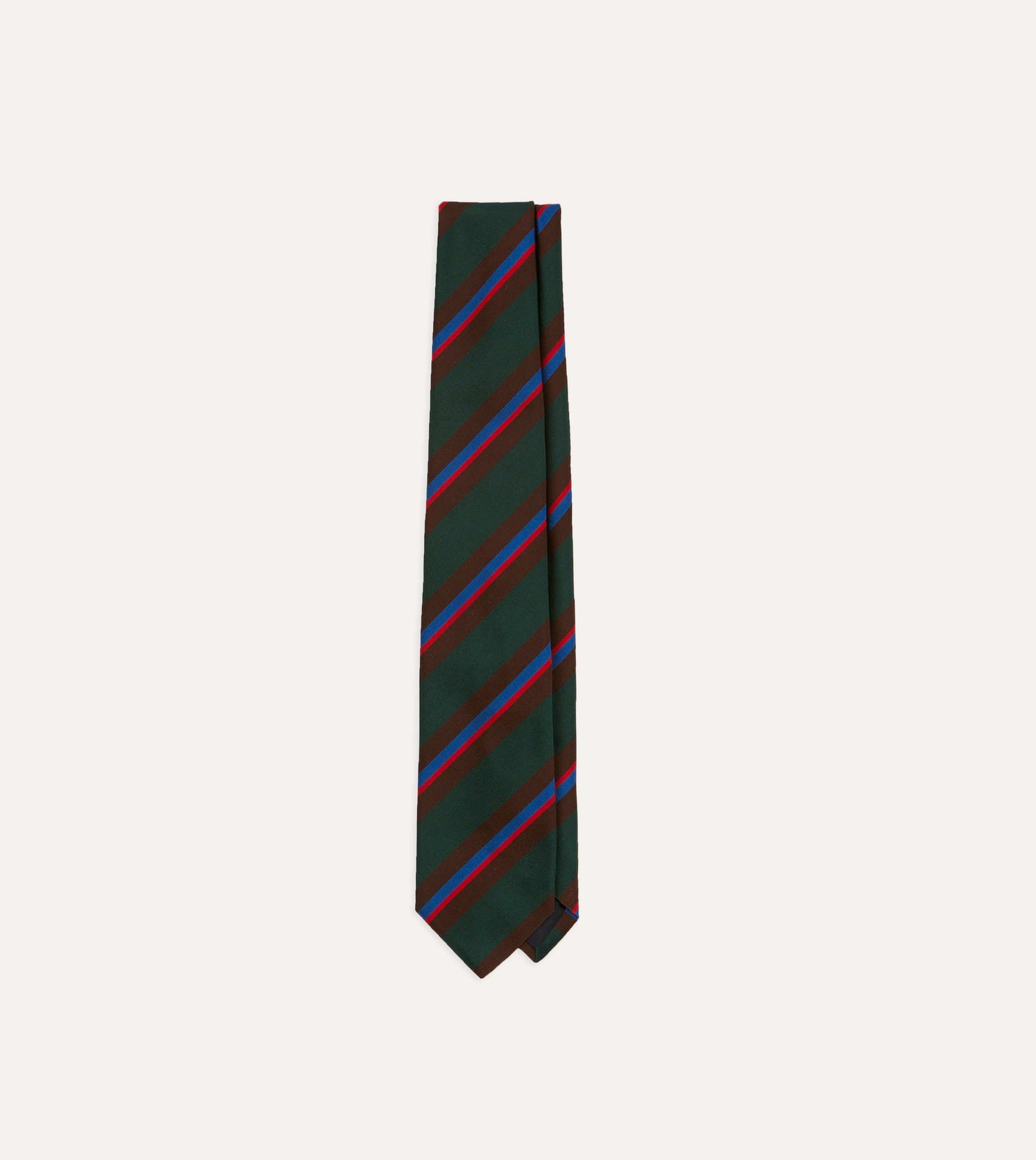 Green and Brown Stripe Silk Mogador Tipped Tie
