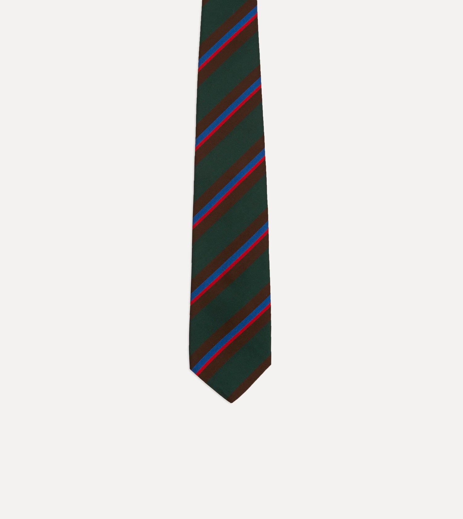 Green and Brown Stripe Silk Mogador Tipped Tie