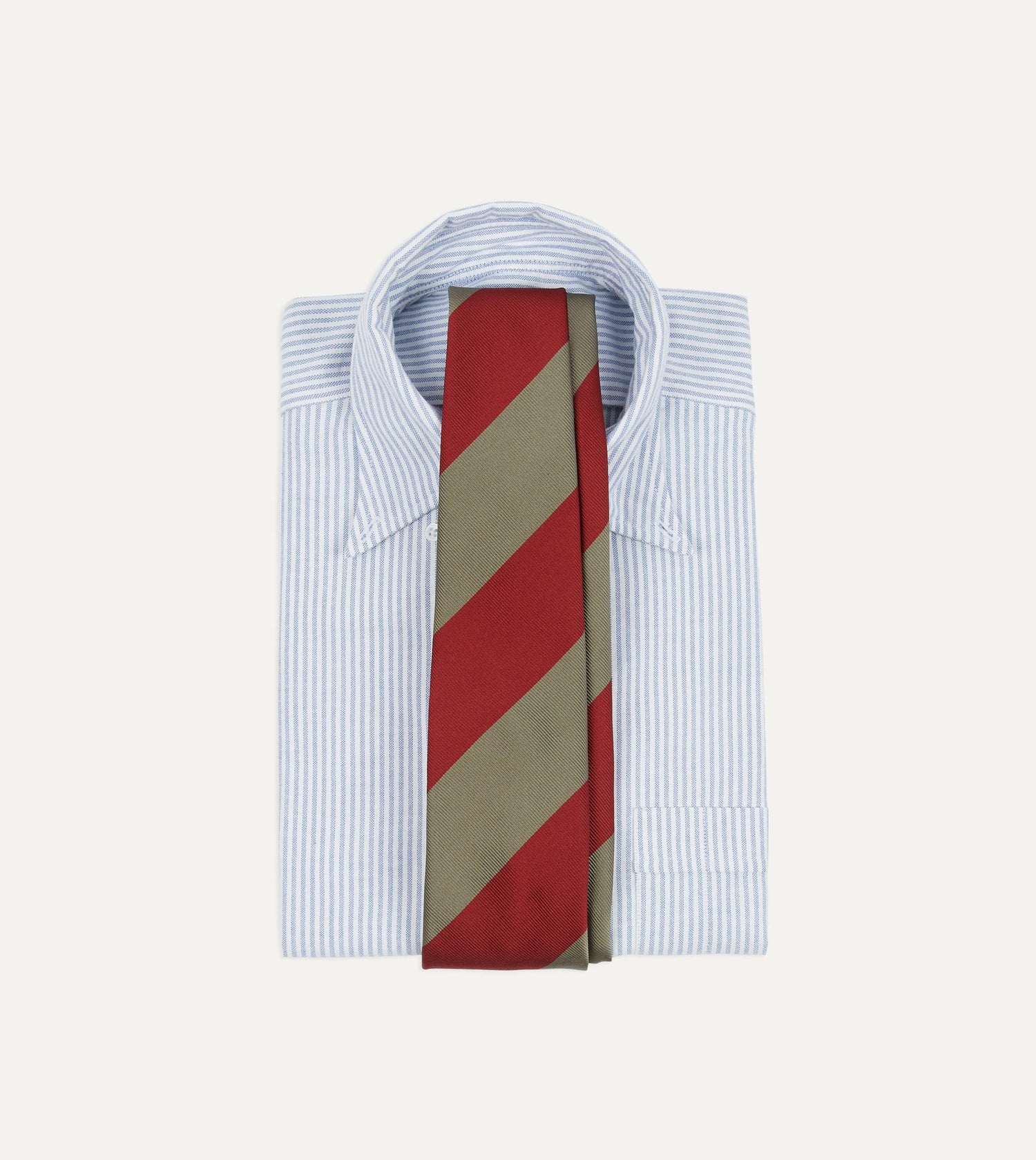 Red and Brown Wide Stripe Repp Silk Tipped Tie