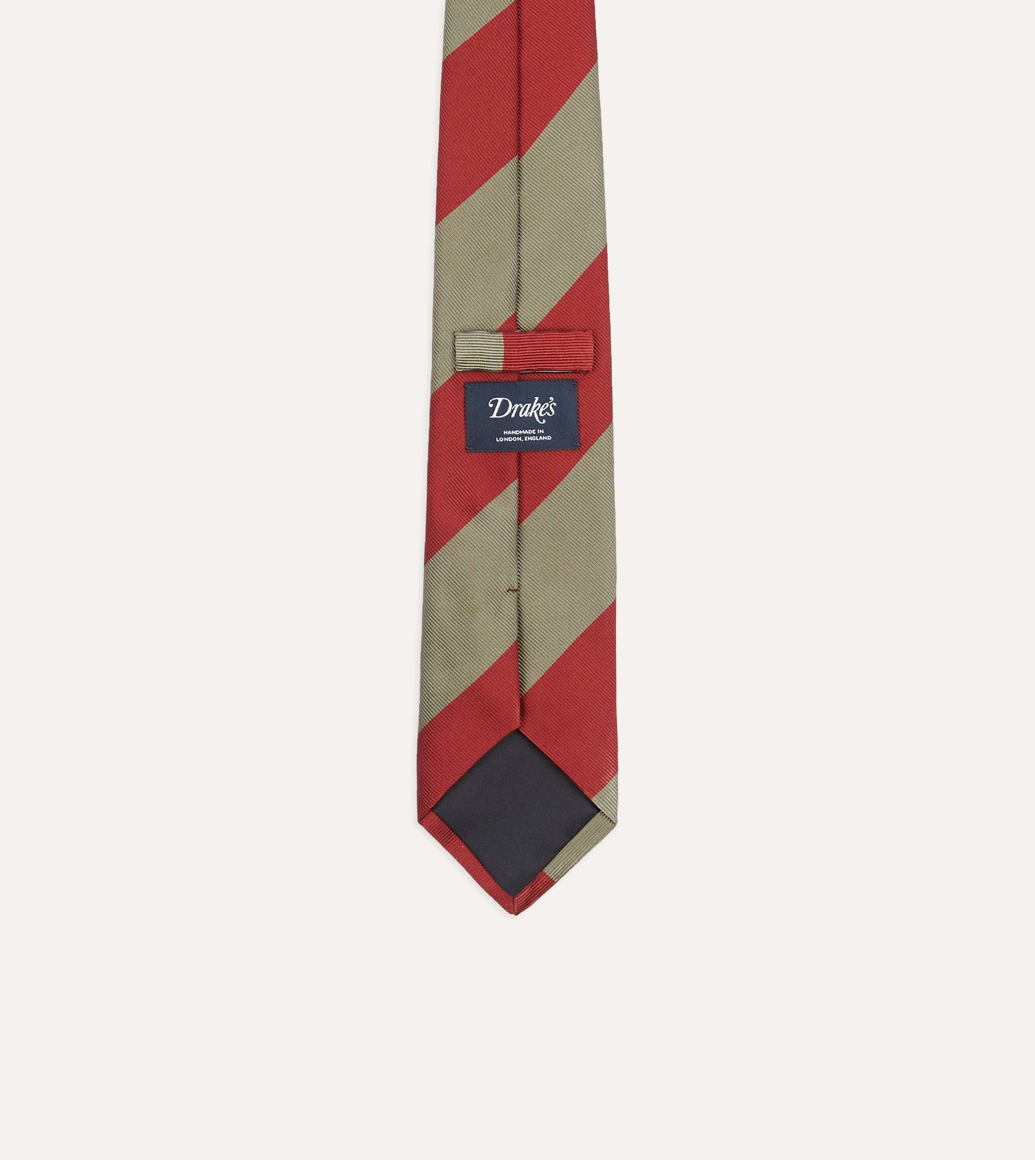 Red and Brown Wide Stripe Repp Silk Tipped Tie