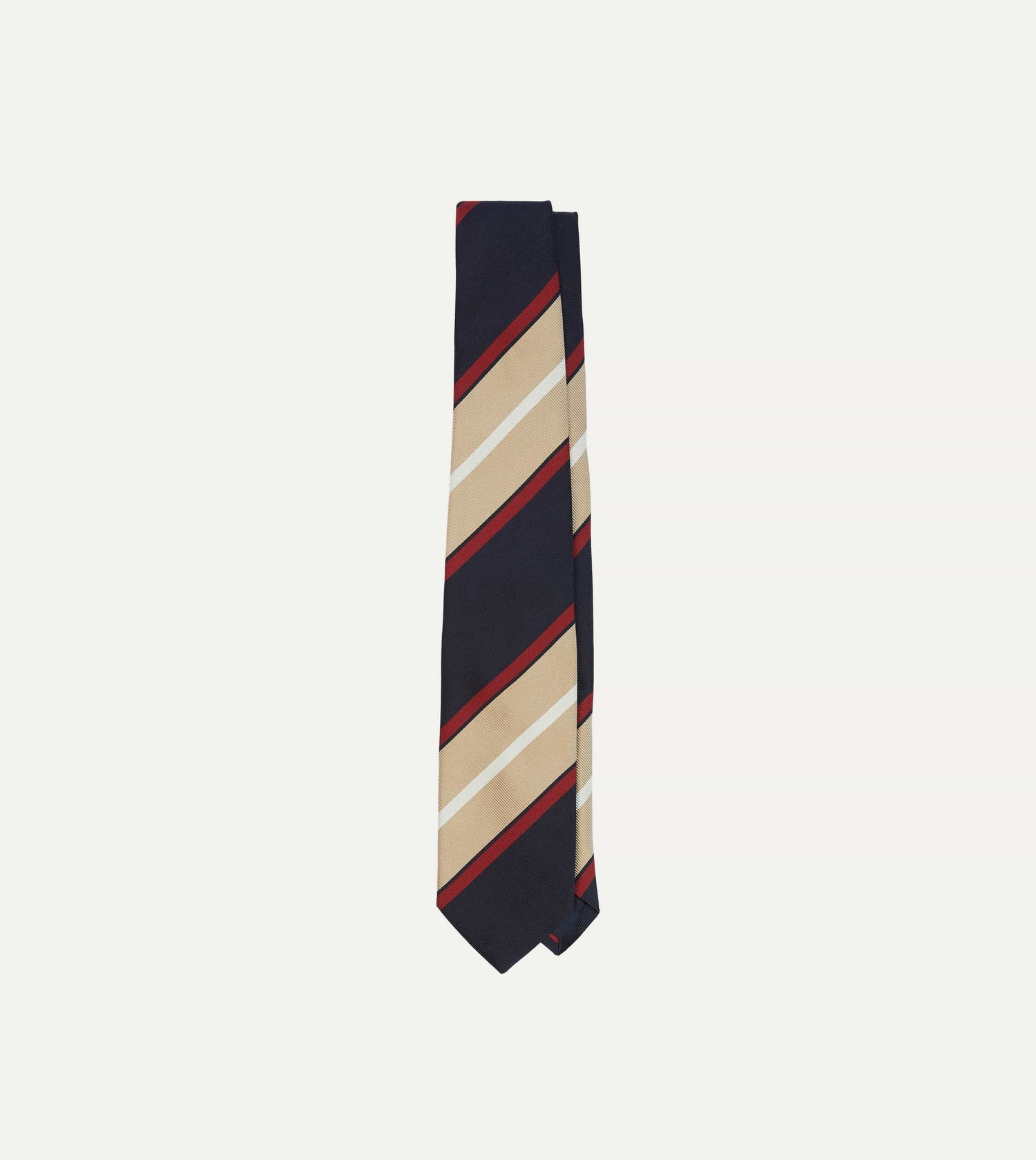 Men's Clip-On Tie – Navy, Red & Gold Stripe, Pre-Tied Convenience