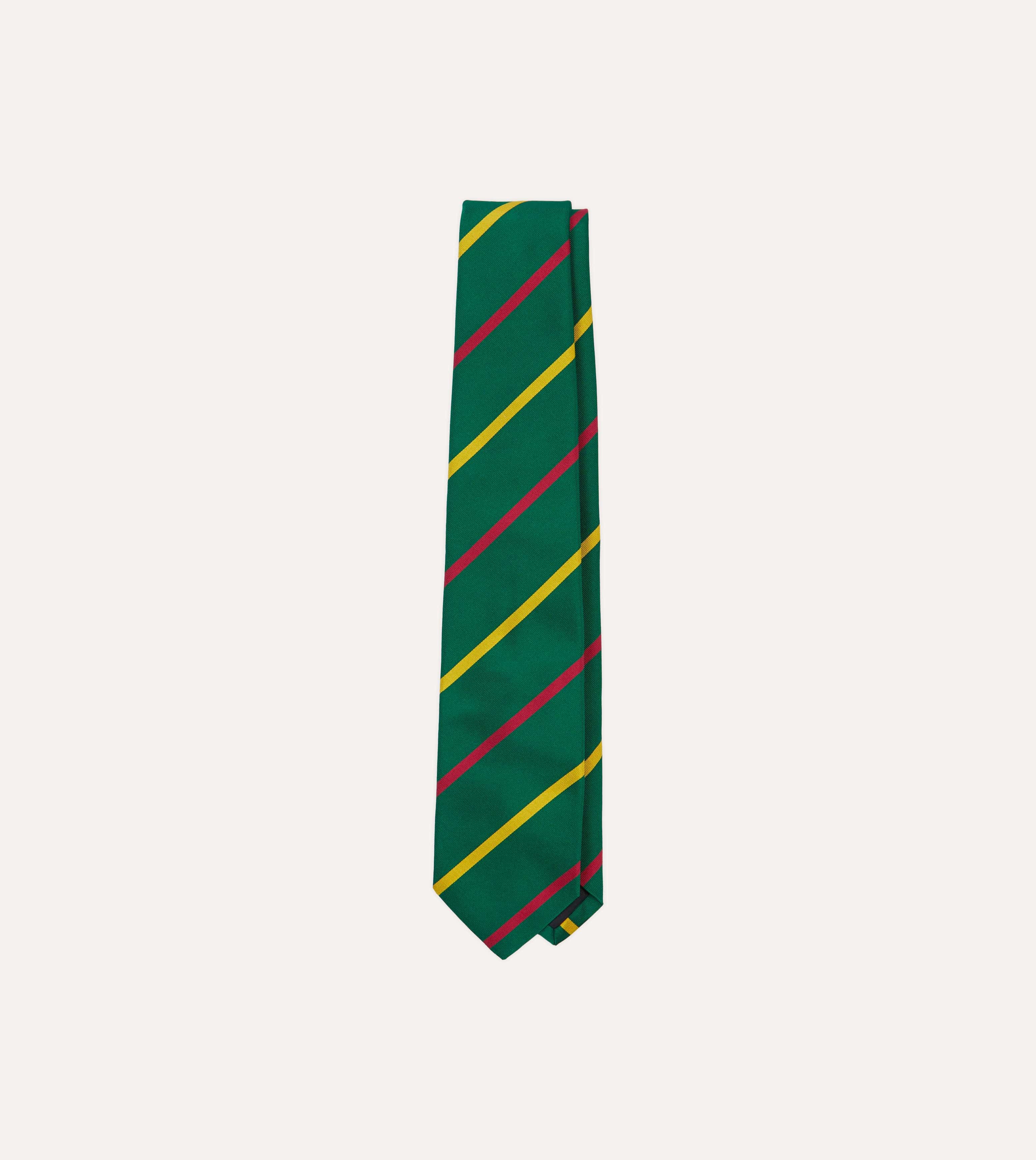 Green, Yellow and Pink Bar Stripe Mogador Silk Tipped Tie
