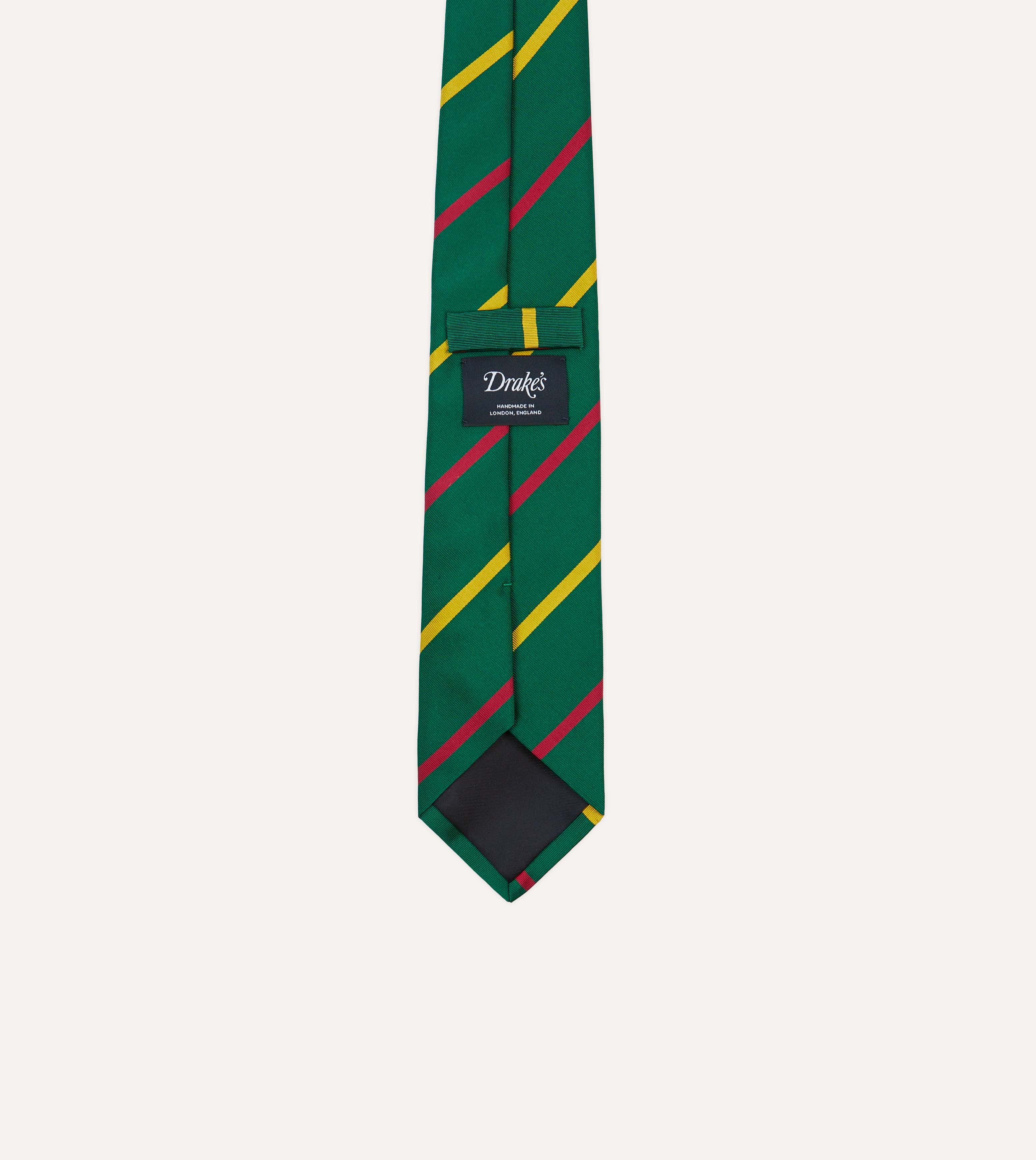 Green, Yellow and Pink Bar Stripe Mogador Silk Tipped Tie