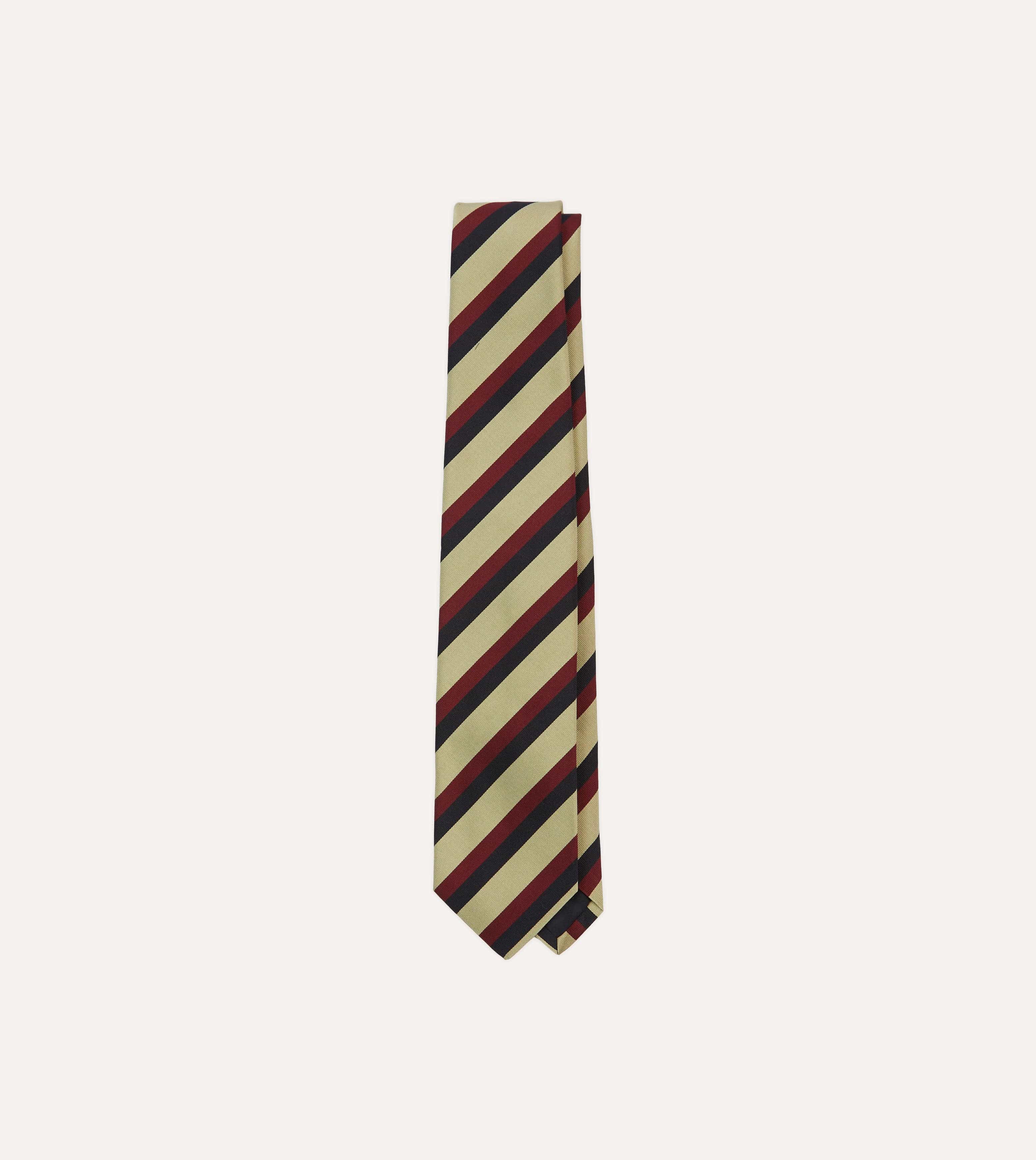 Navy, Red and Buff Stripe Mogador Silk Tipped Tie