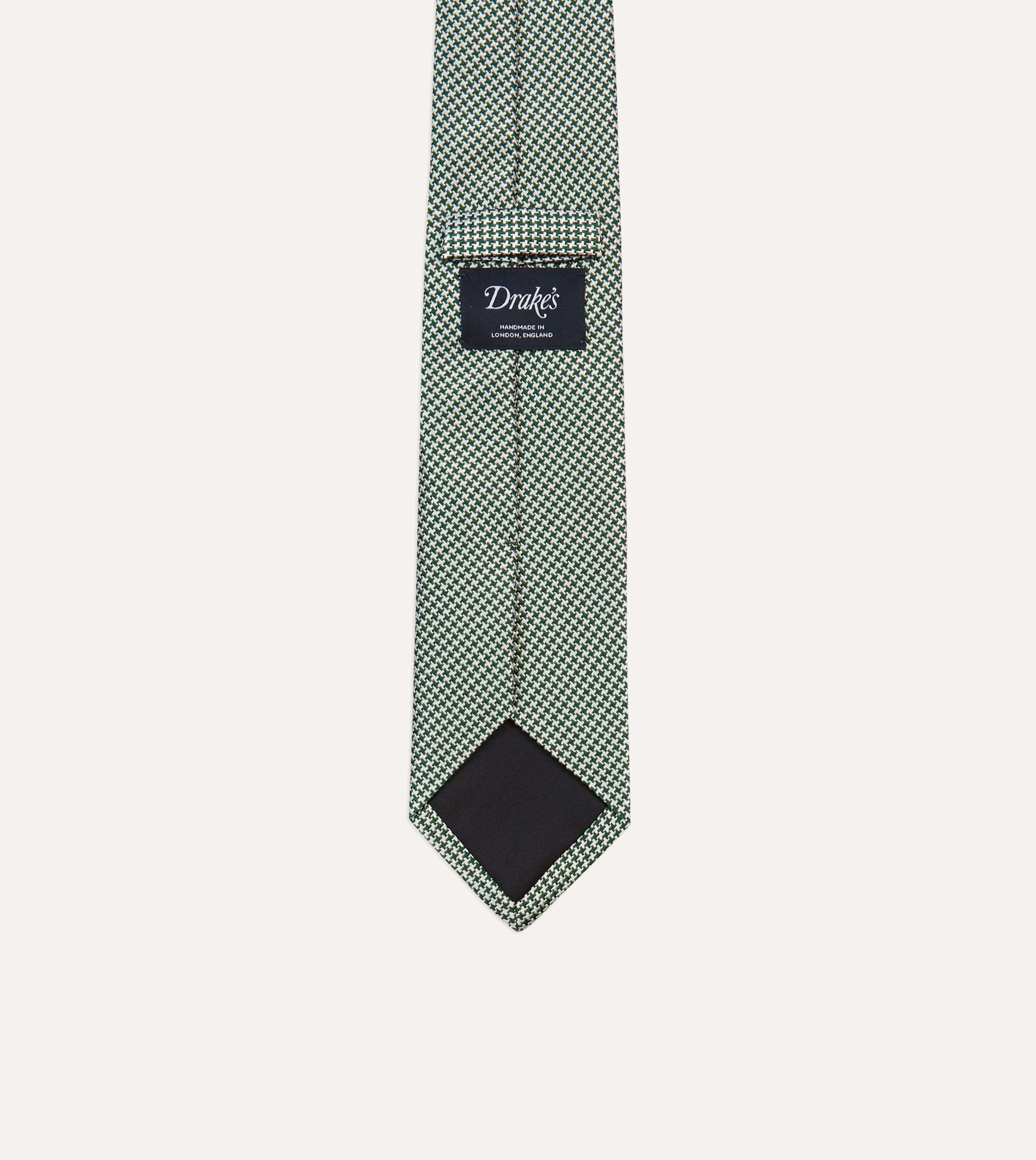 Green Houndstooth Mogador Silk Tipped Tie