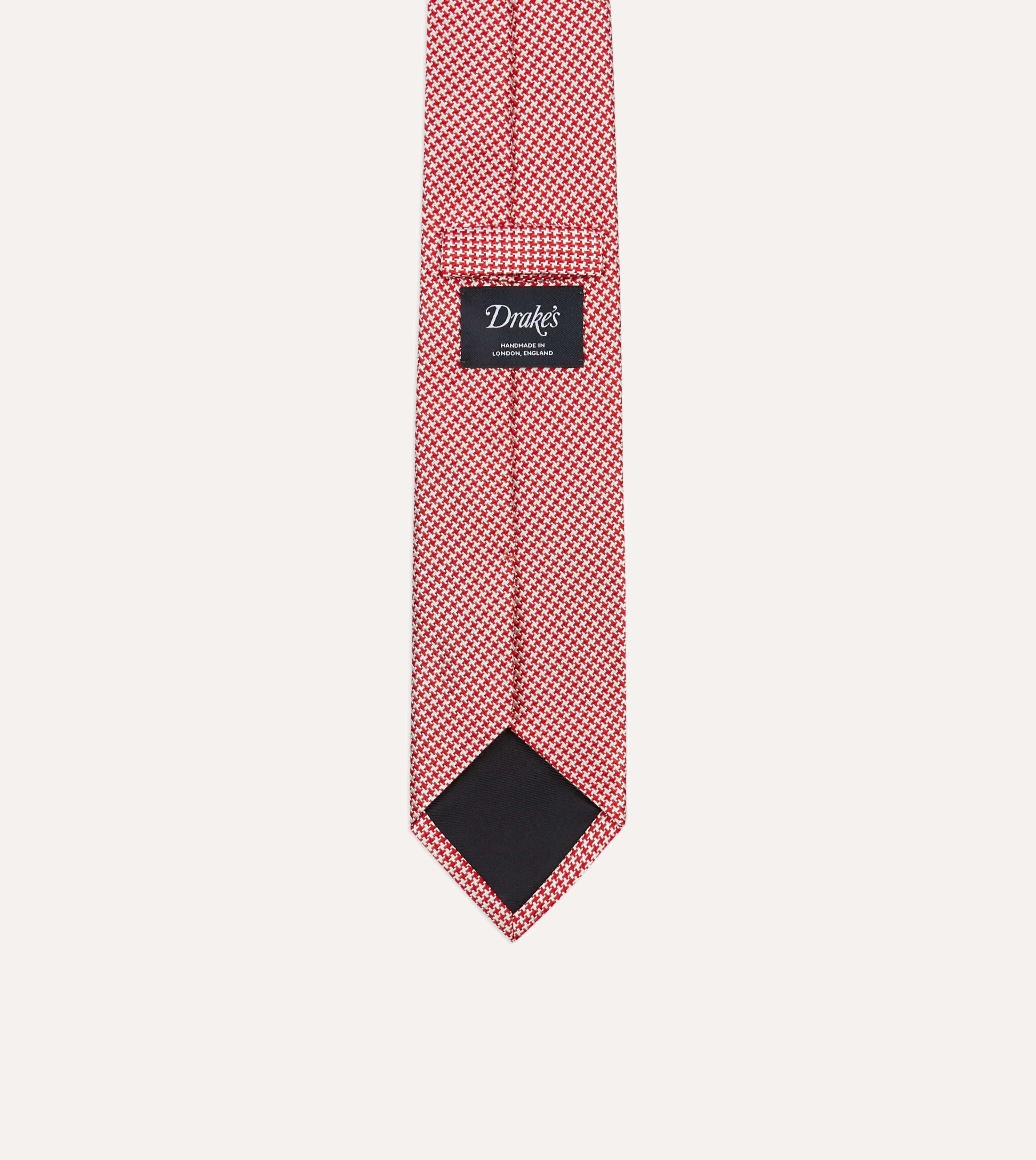 Red Houndstooth Mogador Silk Tipped Tie
