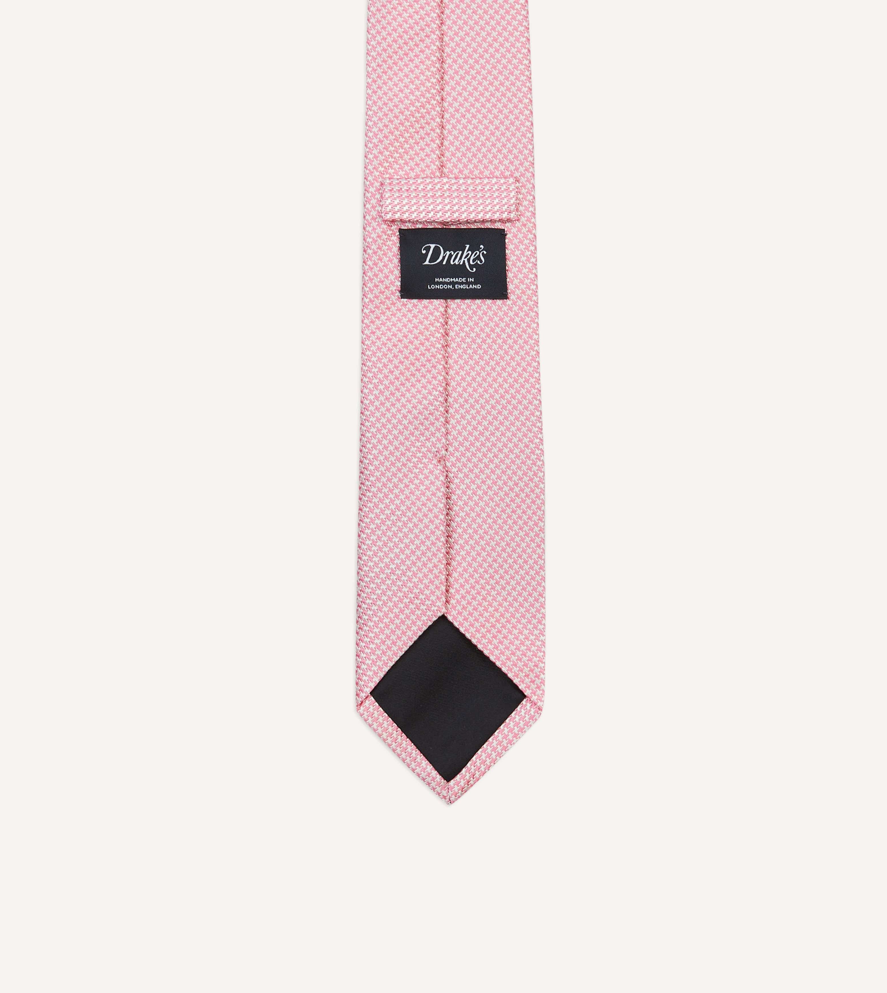 Pink Houndstooth Mogador Silk Tipped Tie