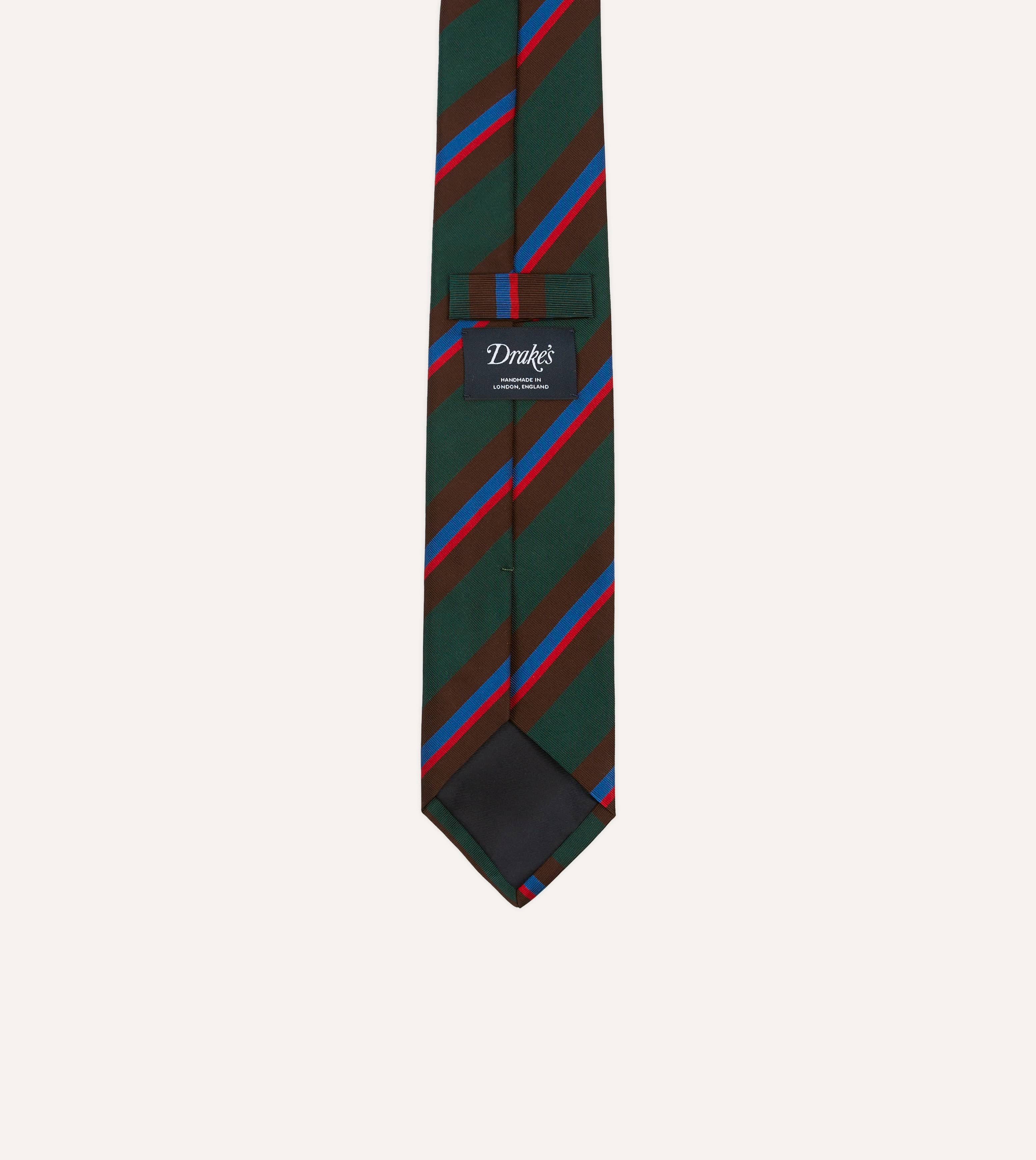 Green, Brown and Red Stripe Mogador Silk Tipped Tie